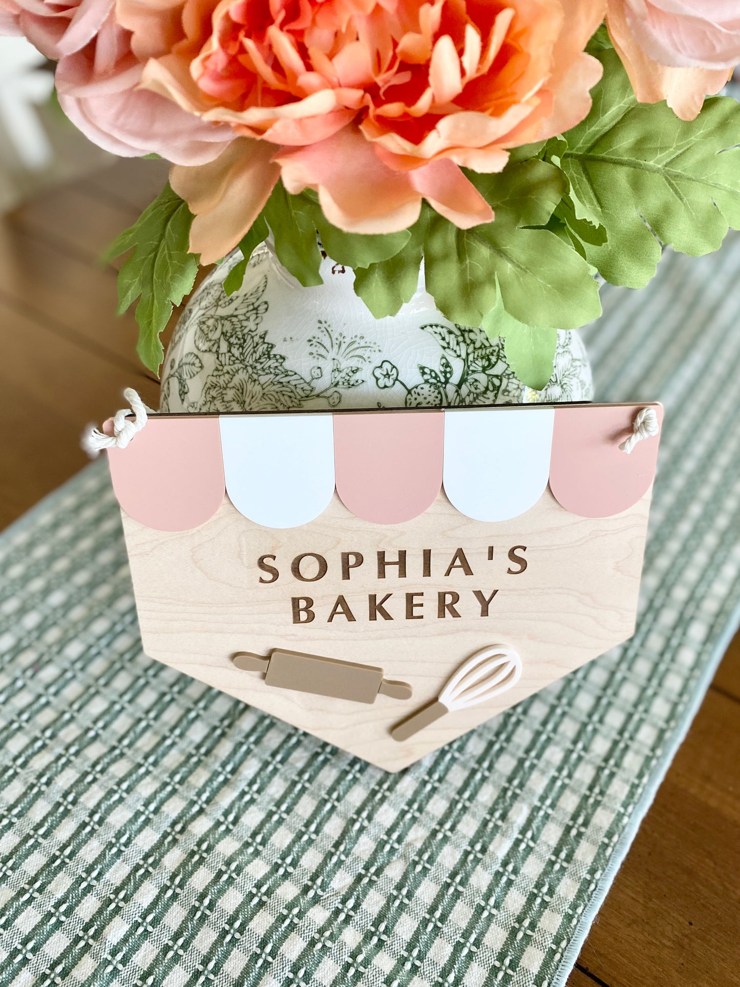 Personalized Kids Bakery Sign | Custom Play Kitchen Sign | Wooden Bakery Name Sign | Playroom Decor | Montessori Pretend Play Gift