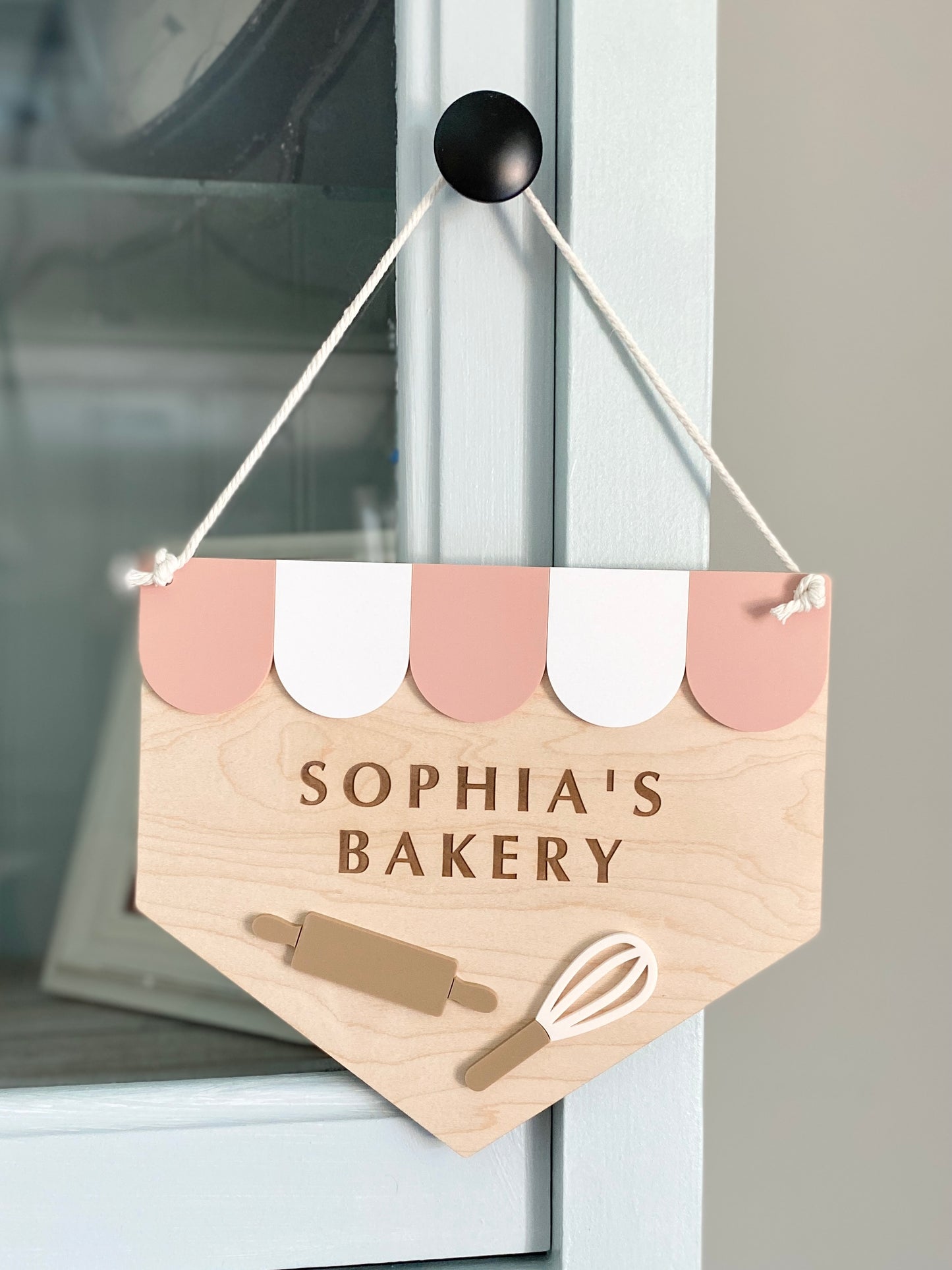 Personalized Kids Bakery Sign | Custom Play Kitchen Sign | Wooden Bakery Name Sign | Playroom Decor | Montessori Pretend Play Gift