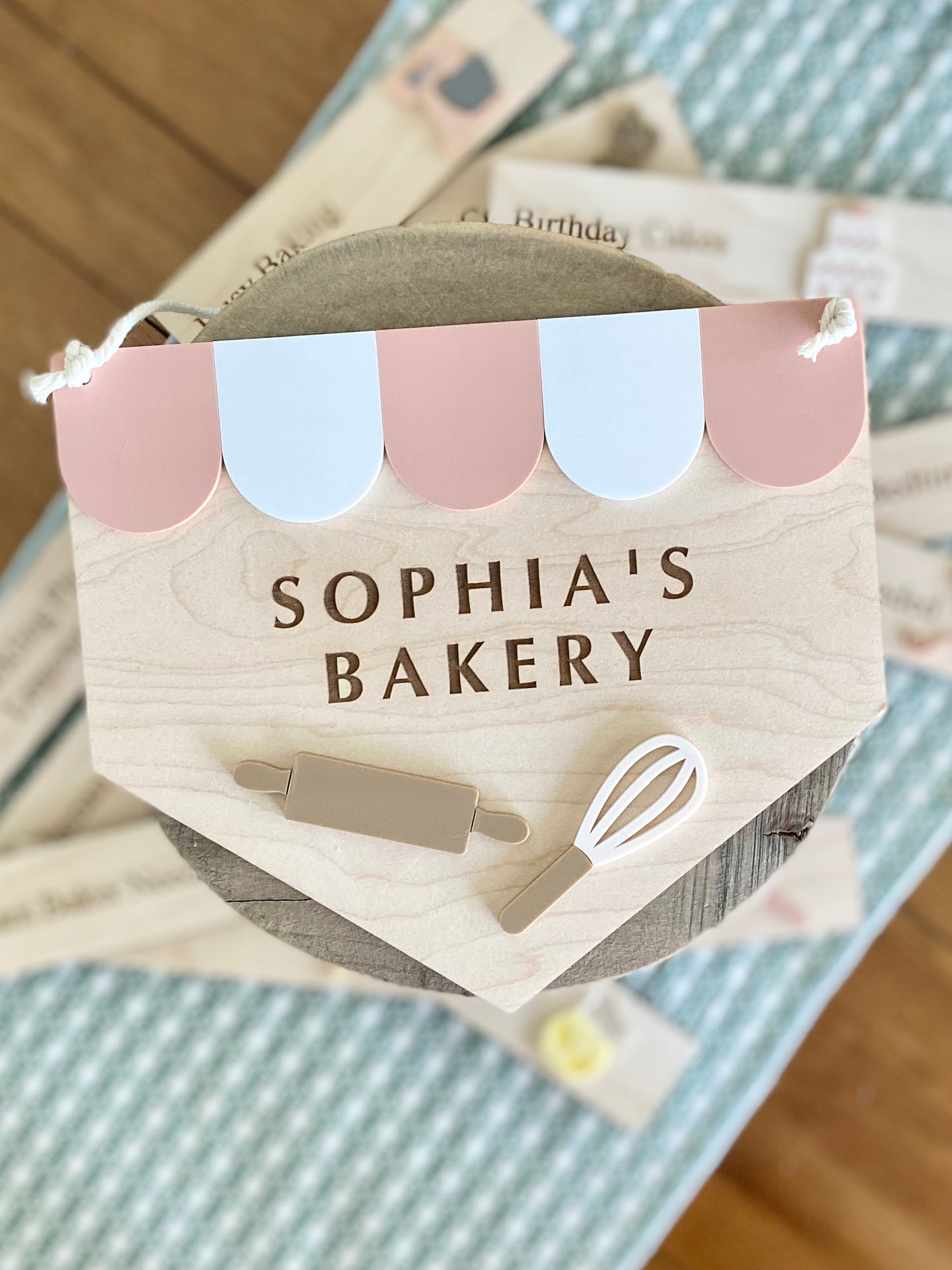 Personalized Kids Bakery Sign | Custom Play Kitchen Sign | Wooden Bakery Name Sign | Playroom Decor | Montessori Pretend Play Gift
