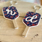 Patriotic Pickleball Paddle Keychain | Initial Bag Charm  | Team Gift | Red White Blue Accessory