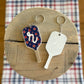 Patriotic Pickleball Paddle Keychain | Initial Bag Charm  | Team Gift | Red White Blue Accessory
