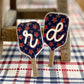 Patriotic Pickleball Paddle Keychain | Initial Bag Charm  | Team Gift | Red White Blue Accessory
