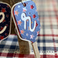Patriotic Pickleball Paddle Keychain | Initial Bag Charm  | Team Gift | Red White Blue Accessory
