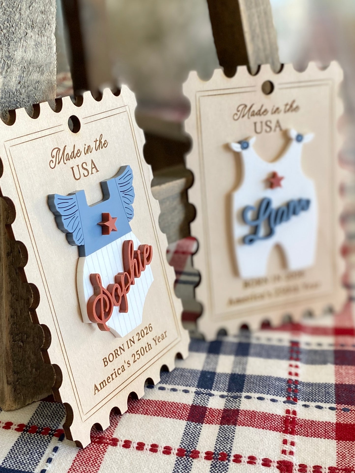 Baby's First Christmas Ornament, Born in 2026, America’s 250th Birthday Keepsake, Personalized Baby Girl or Boy Ornament, Made in USA