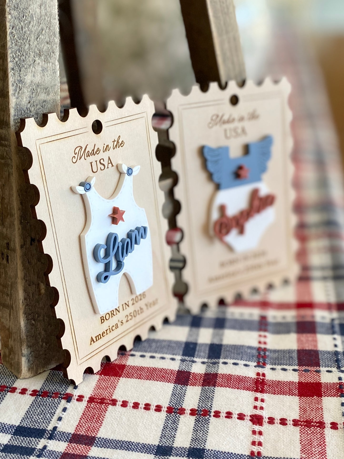 Baby's First Christmas Ornament, Born in 2026, America’s 250th Birthday Keepsake, Personalized Baby Girl or Boy Ornament, Made in USA