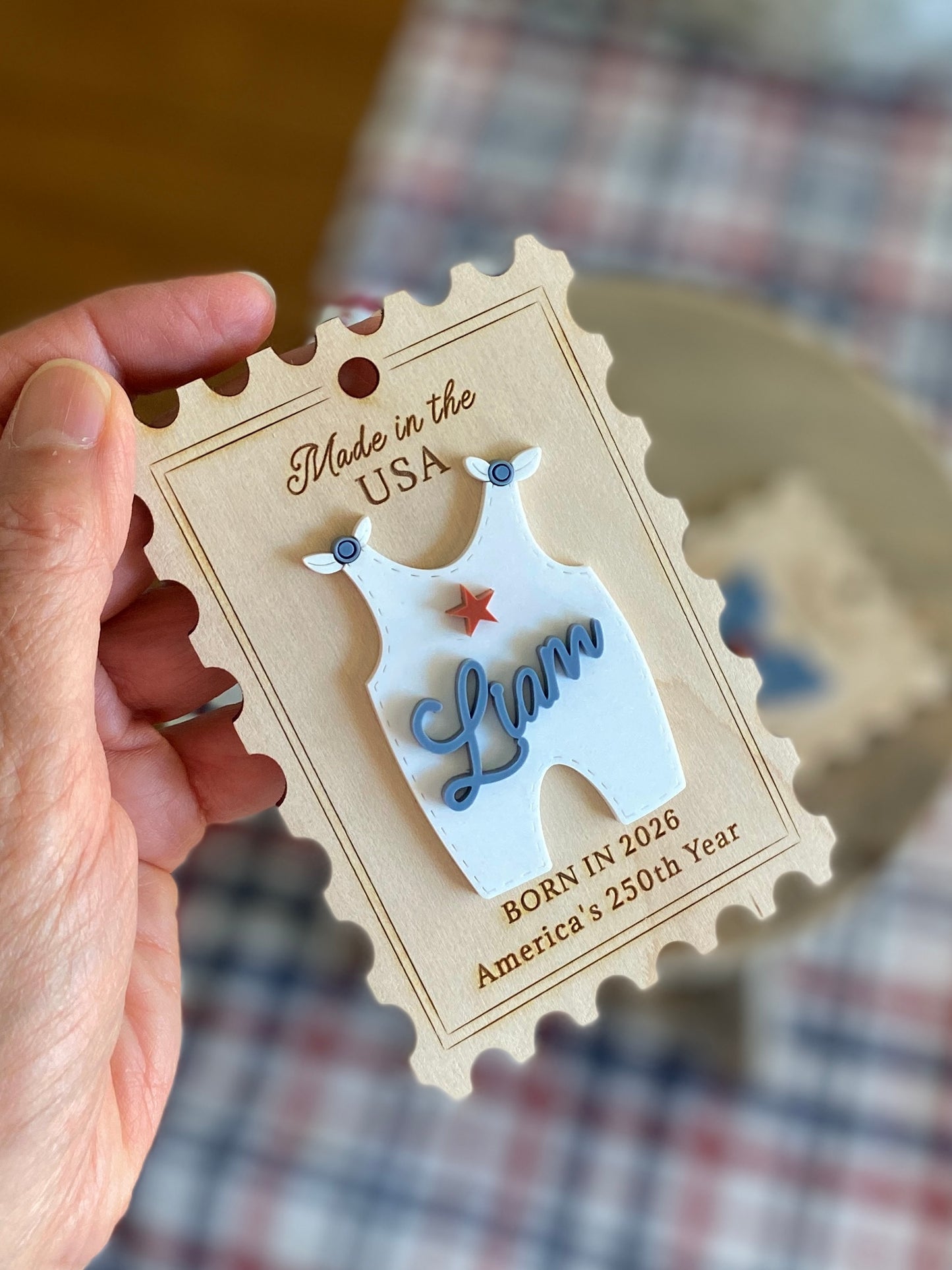 Baby's First Christmas Ornament, Born in 2026, America’s 250th Birthday Keepsake, Personalized Baby Girl or Boy Ornament, Made in USA
