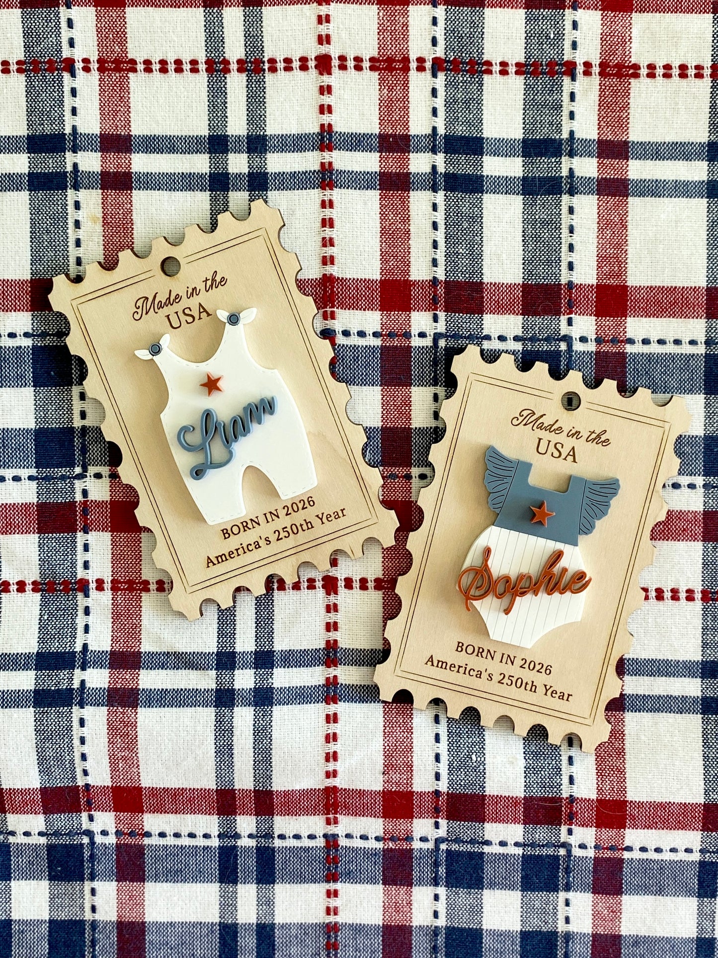 Baby's First Christmas Ornament, Born in 2026, America’s 250th Birthday Keepsake, Personalized Baby Girl or Boy Ornament, Made in USA