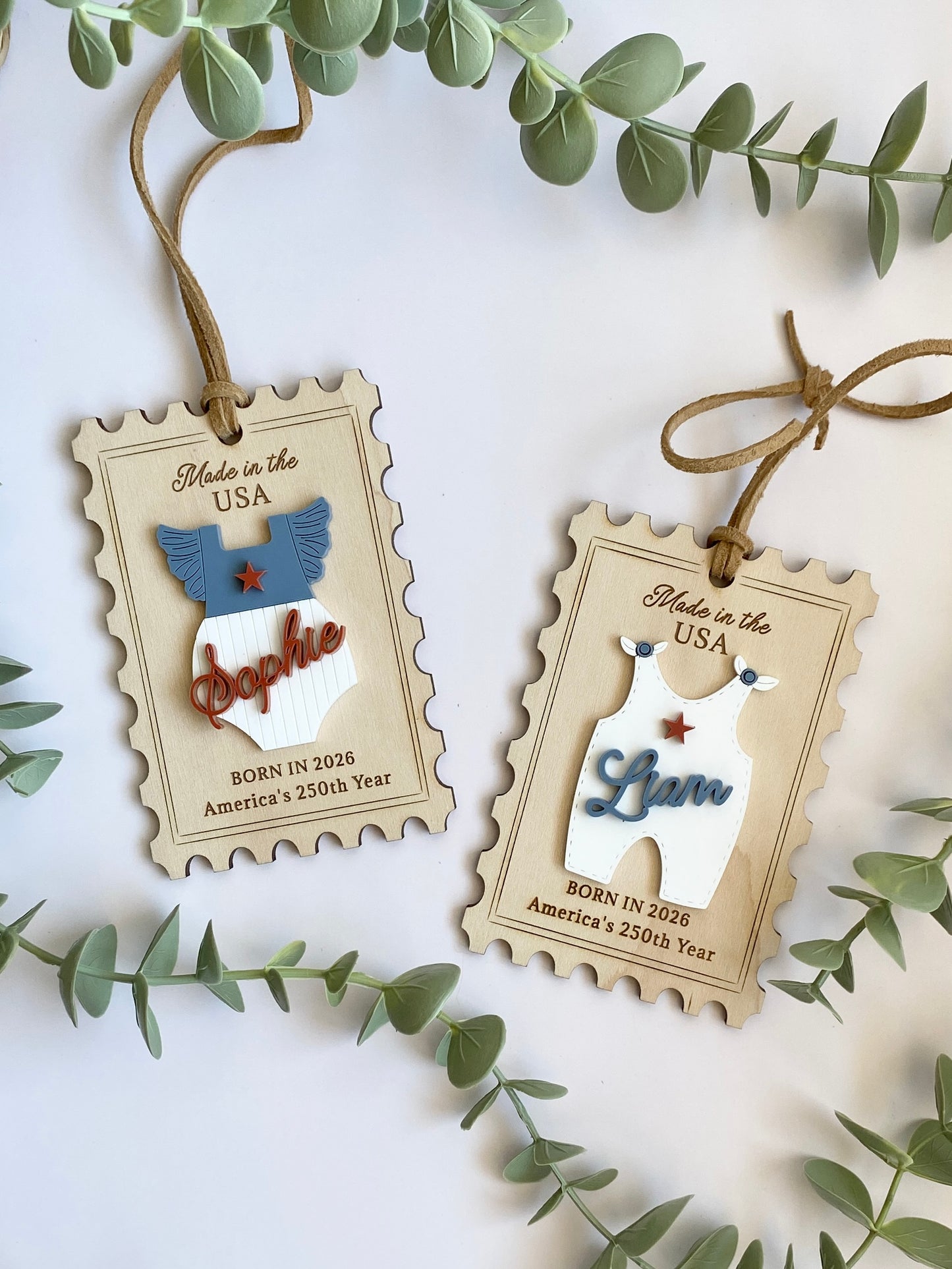 Baby's First Christmas Ornament, Born in 2026, America’s 250th Birthday Keepsake, Personalized Baby Girl or Boy Ornament, Made in USA