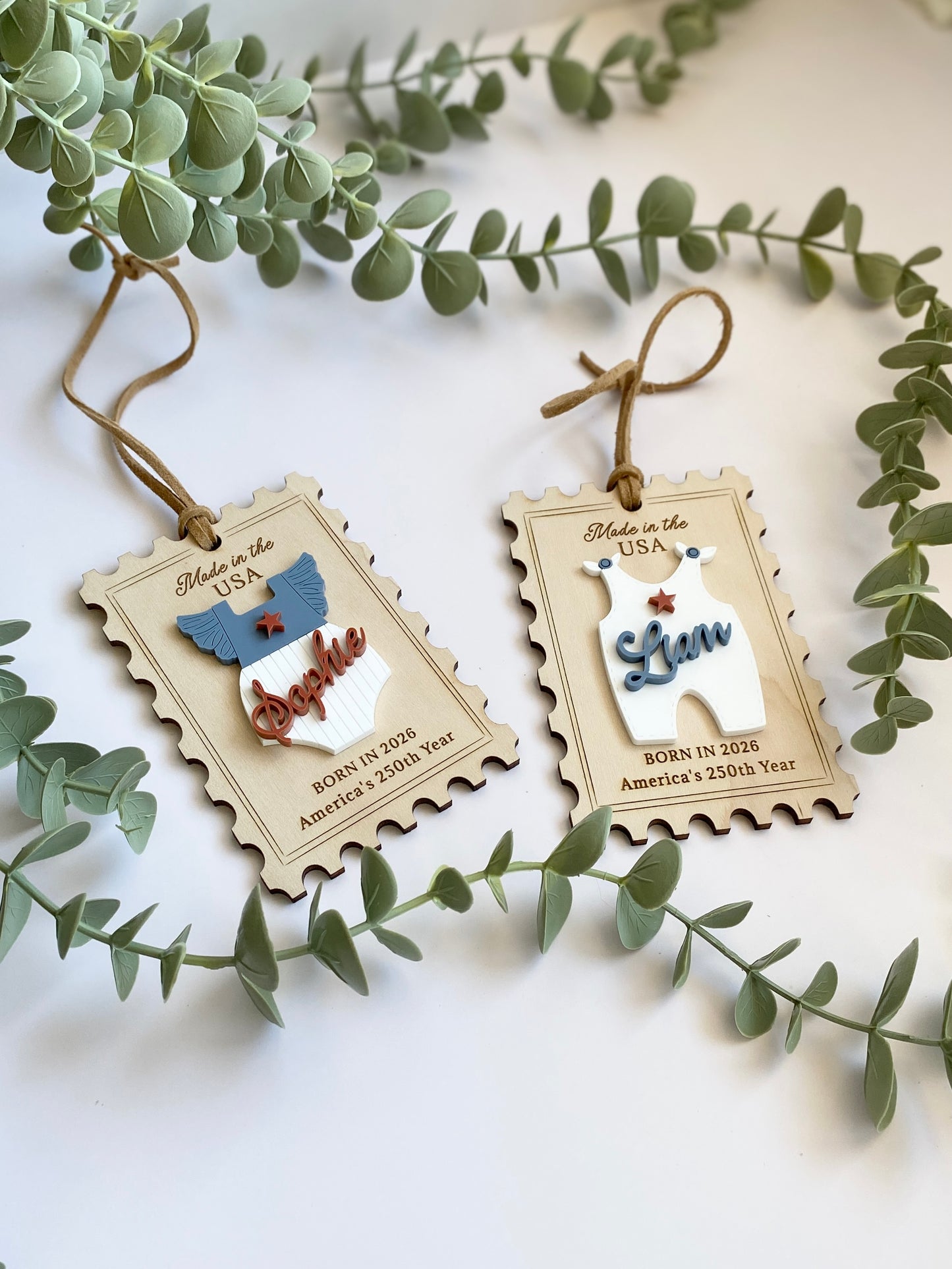 Baby's First Christmas Ornament, Born in 2026, America’s 250th Birthday Keepsake, Personalized Baby Girl or Boy Ornament, Made in USA