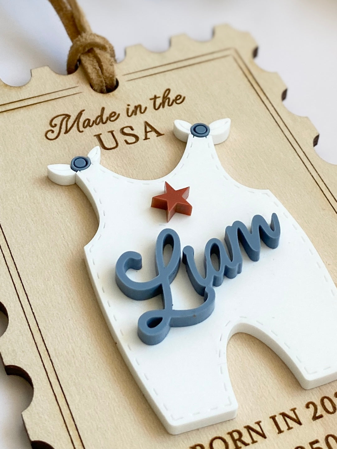 Baby's First Christmas Ornament, Born in 2026, America’s 250th Birthday Keepsake, Personalized Baby Girl or Boy Ornament, Made in USA