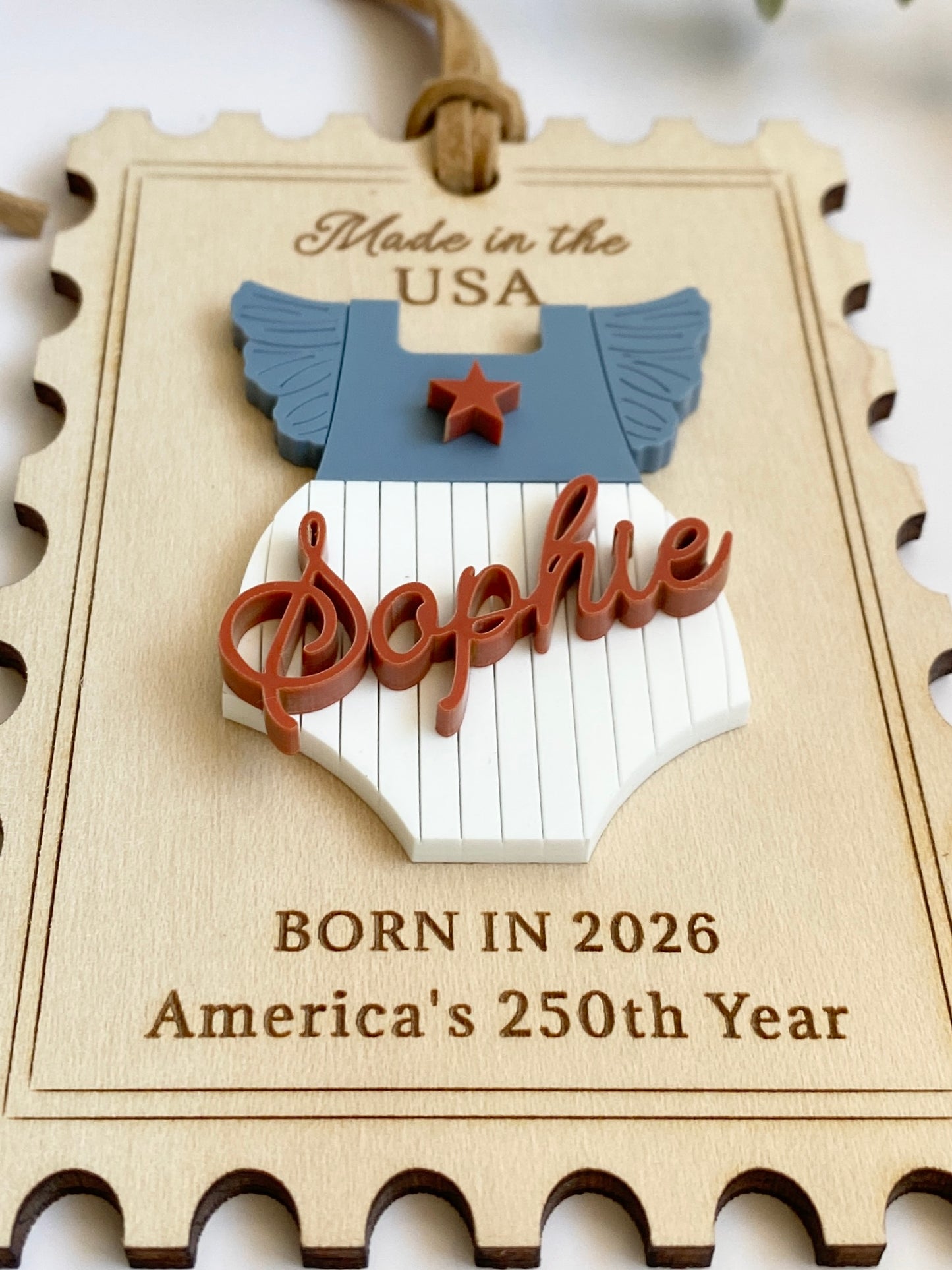 Baby's First Christmas Ornament, Born in 2026, America’s 250th Birthday Keepsake, Personalized Baby Girl or Boy Ornament, Made in USA