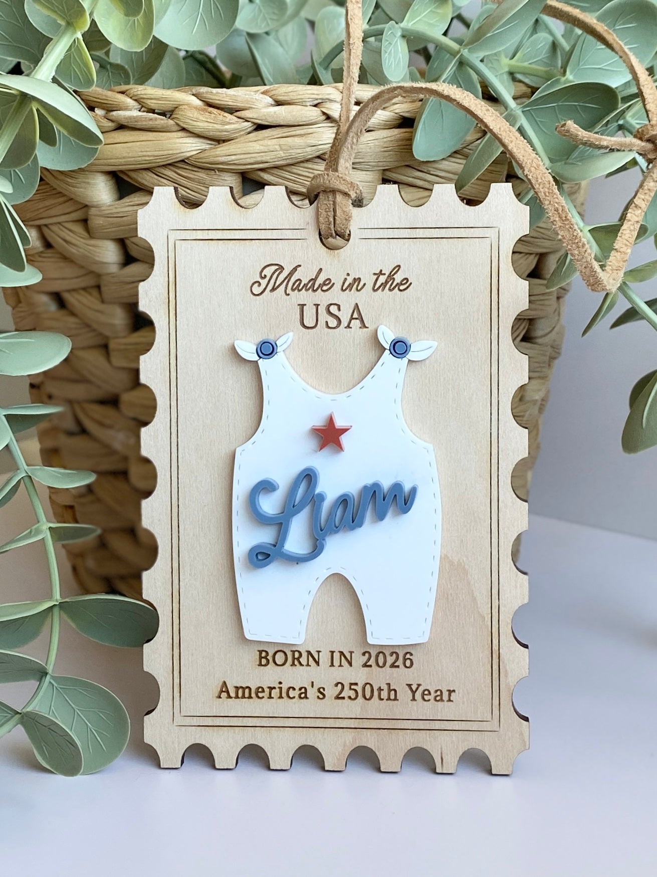 Baby's First Christmas Ornament, Born in 2026, America’s 250th Birthday Keepsake, Personalized Baby Girl or Boy Ornament, Made in USA