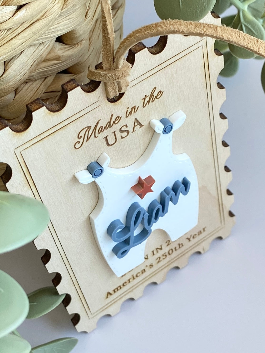 Baby's First Christmas Ornament, Born in 2026, America’s 250th Birthday Keepsake, Personalized Baby Girl or Boy Ornament, Made in USA