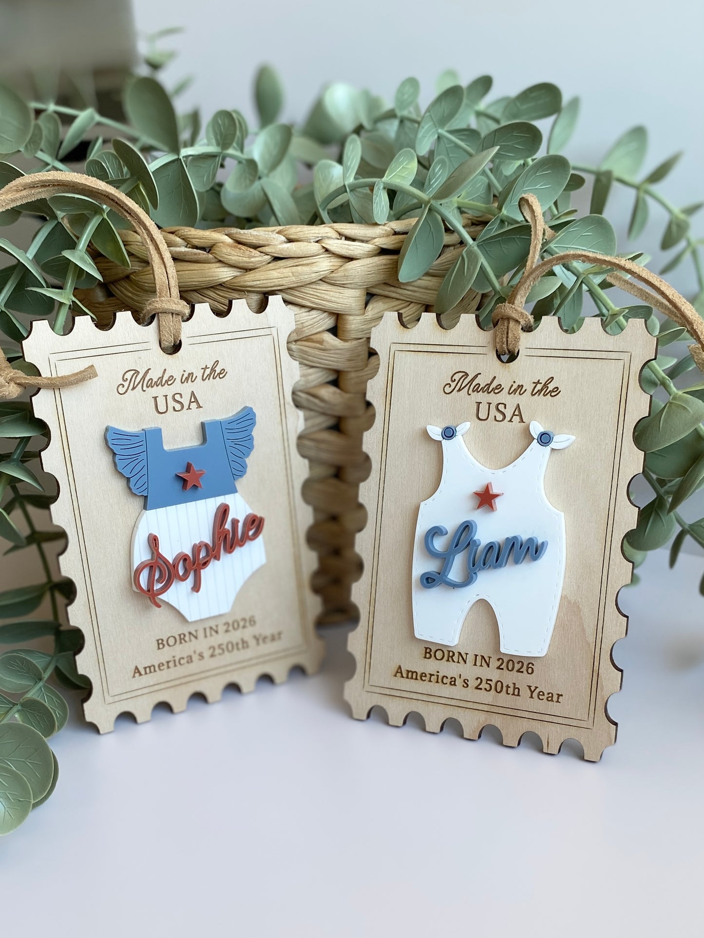 Baby's First Christmas Ornament, Born in 2026, America’s 250th Birthday Keepsake, Personalized Baby Girl or Boy Ornament, Made in USA