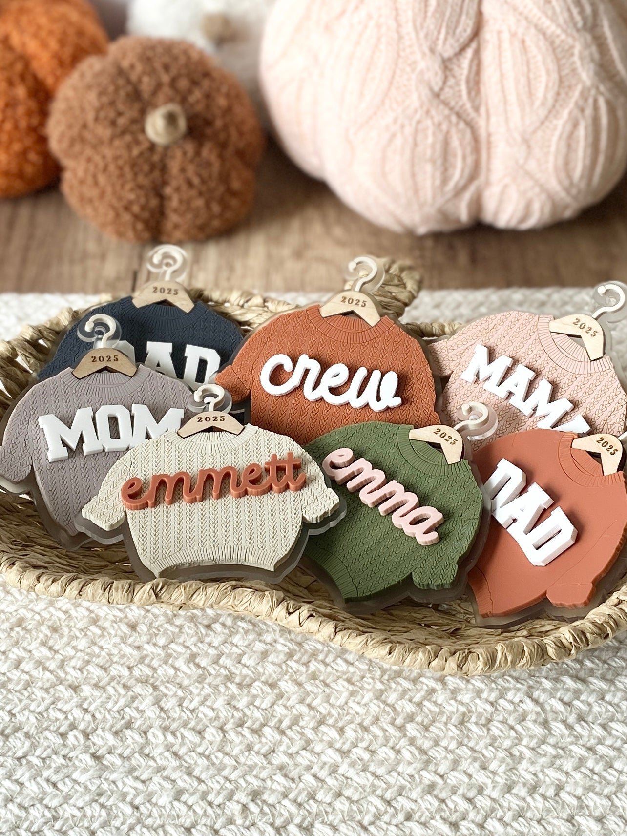 Cozy Threads – Personalized Sweater Ornament/Tag
