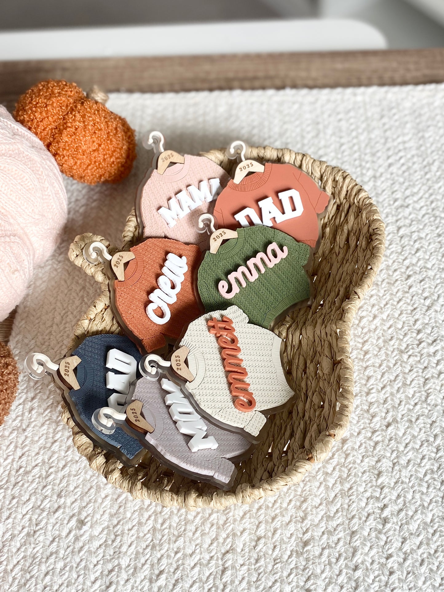 Cozy Threads – Personalized Sweater Ornament/Tag