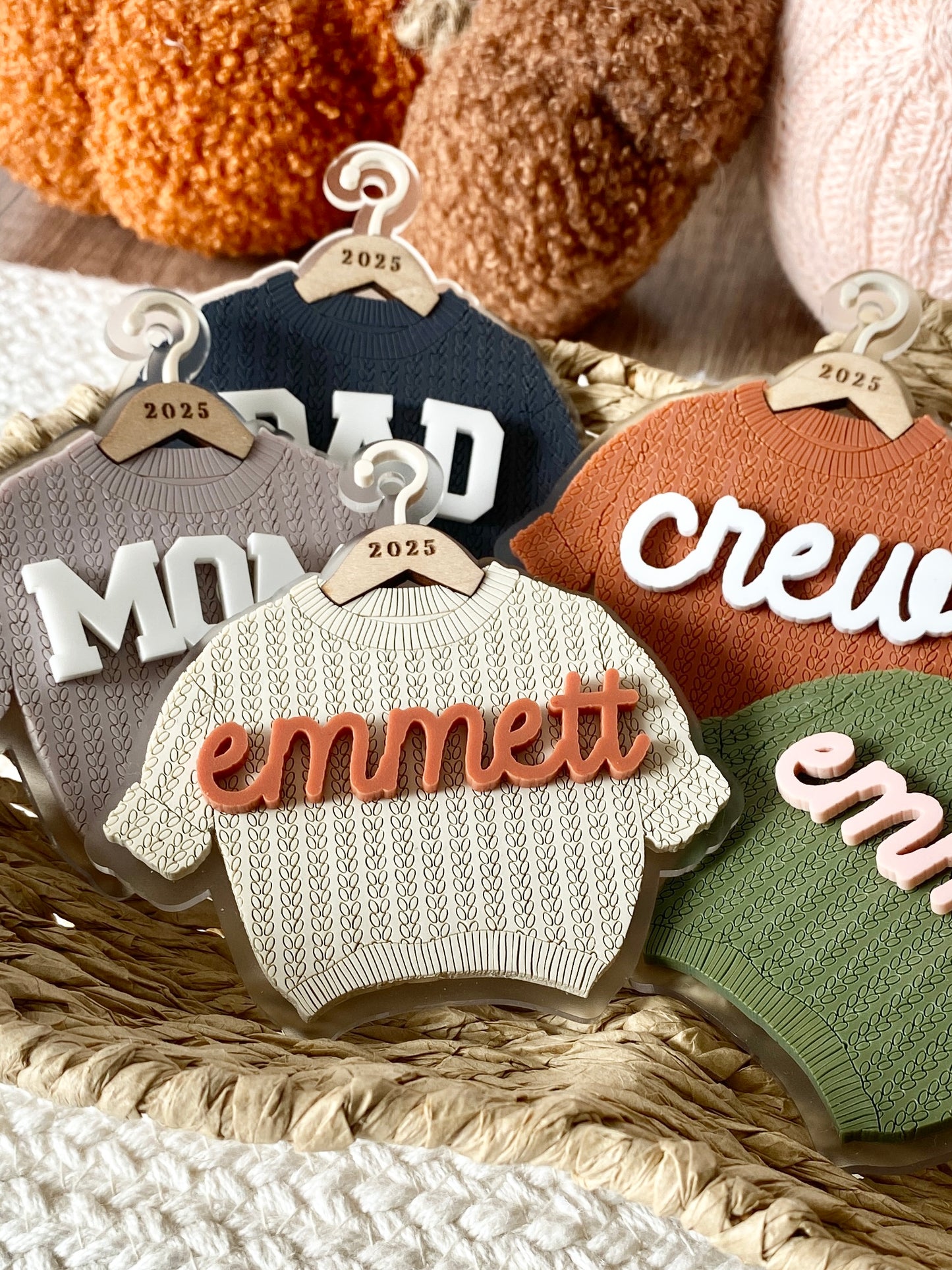 Cozy Threads – Personalized Sweater Ornament/Tag