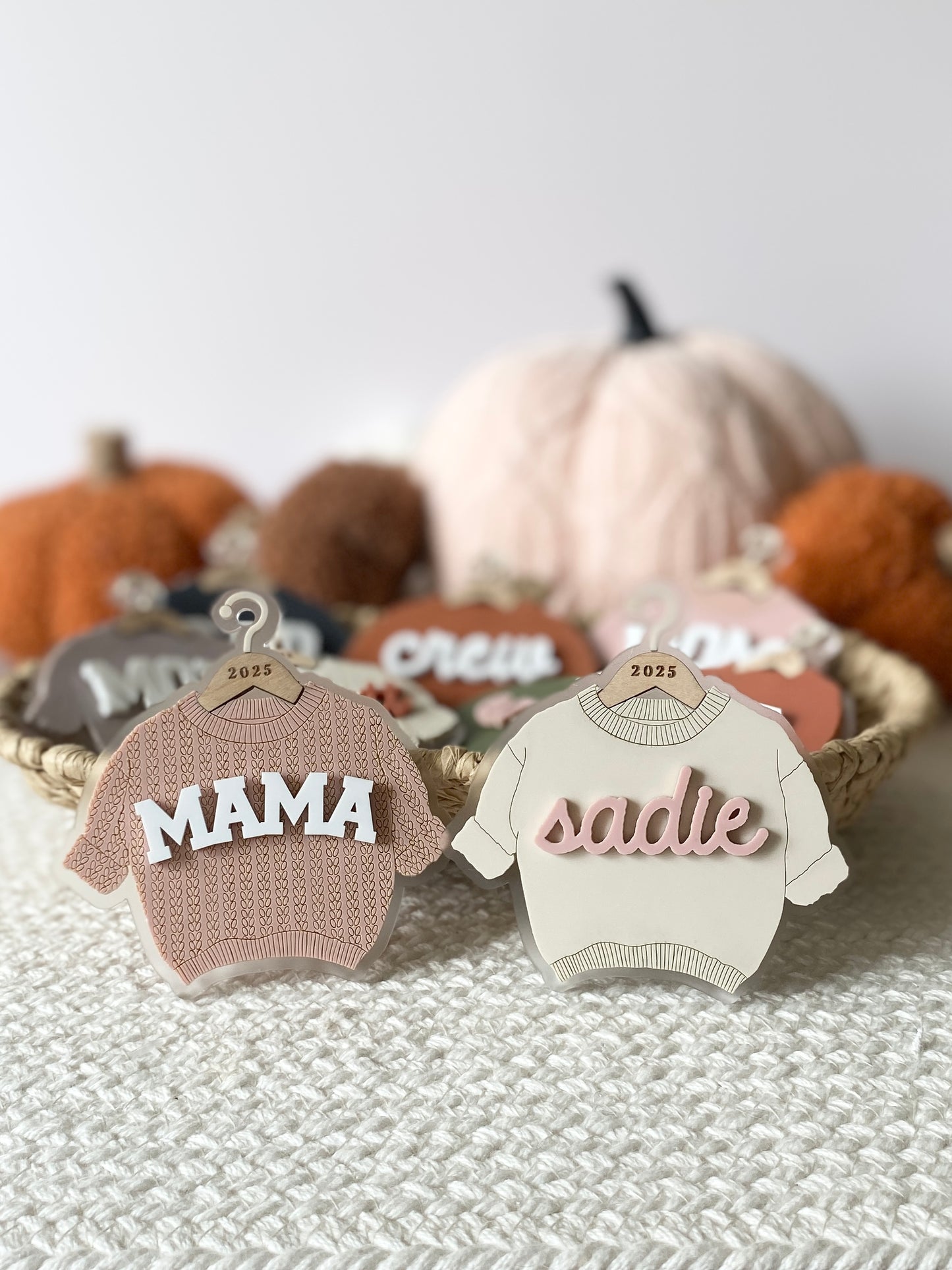 Cozy Threads – Personalized Sweater Ornament/Tag