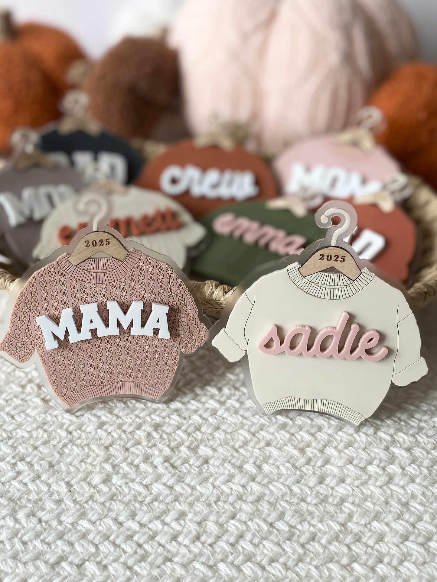 Cozy Threads – Personalized Sweater Ornament/Tag