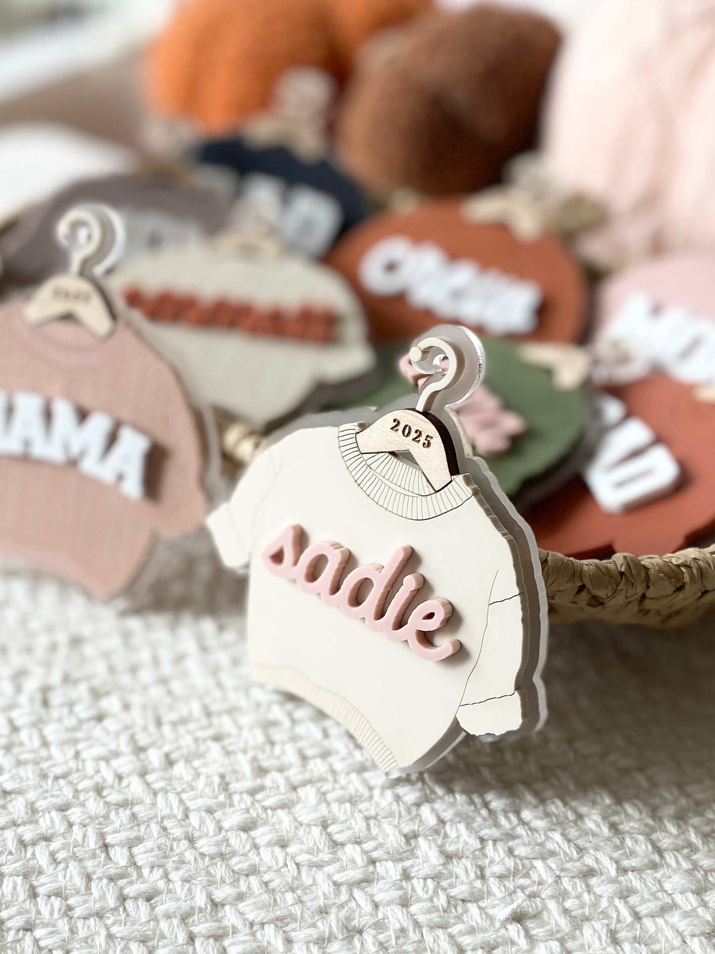 Cozy Threads – Personalized Sweater Ornament/Tag