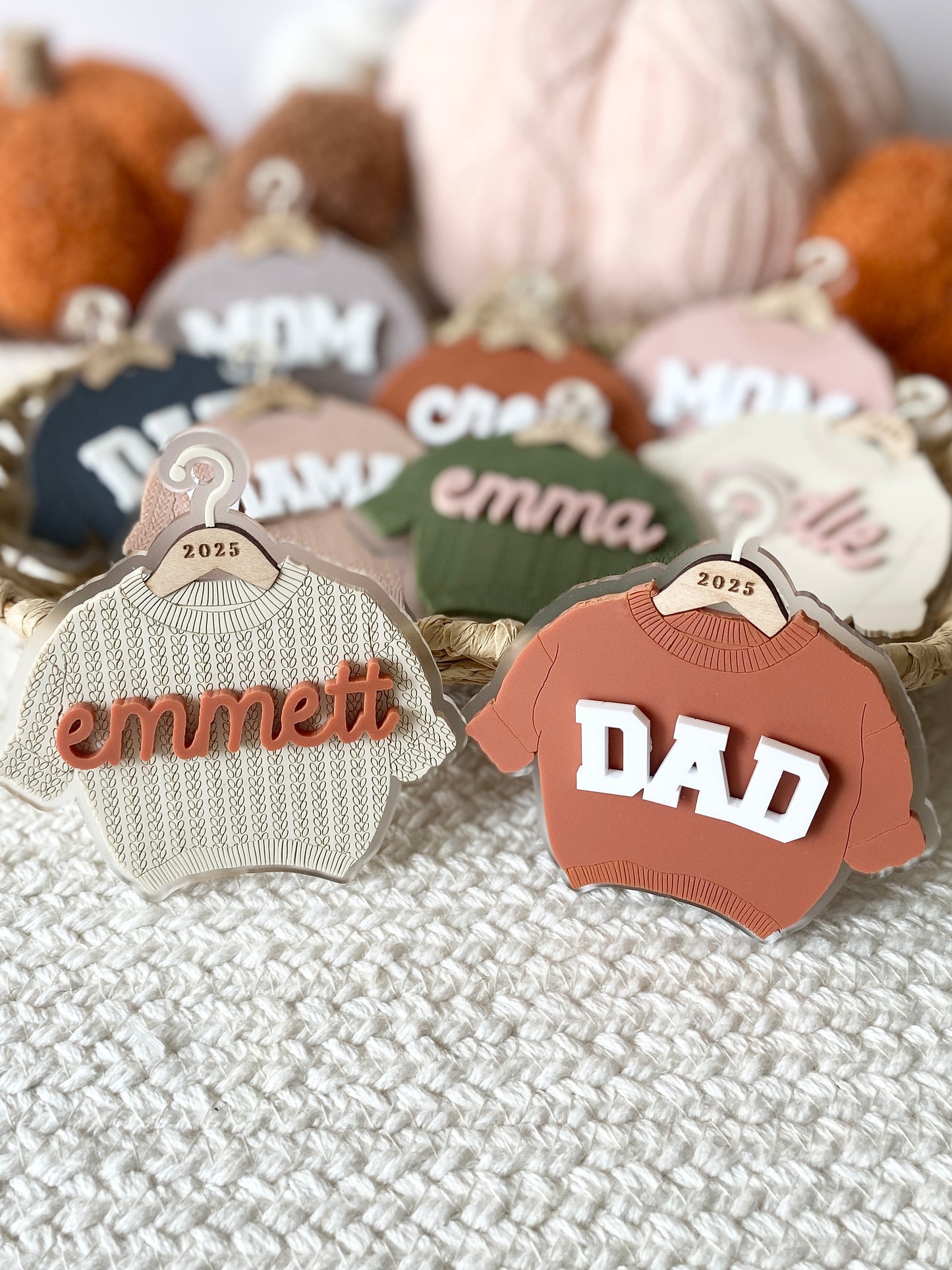 Cozy Threads – Personalized Sweater Ornament/Tag