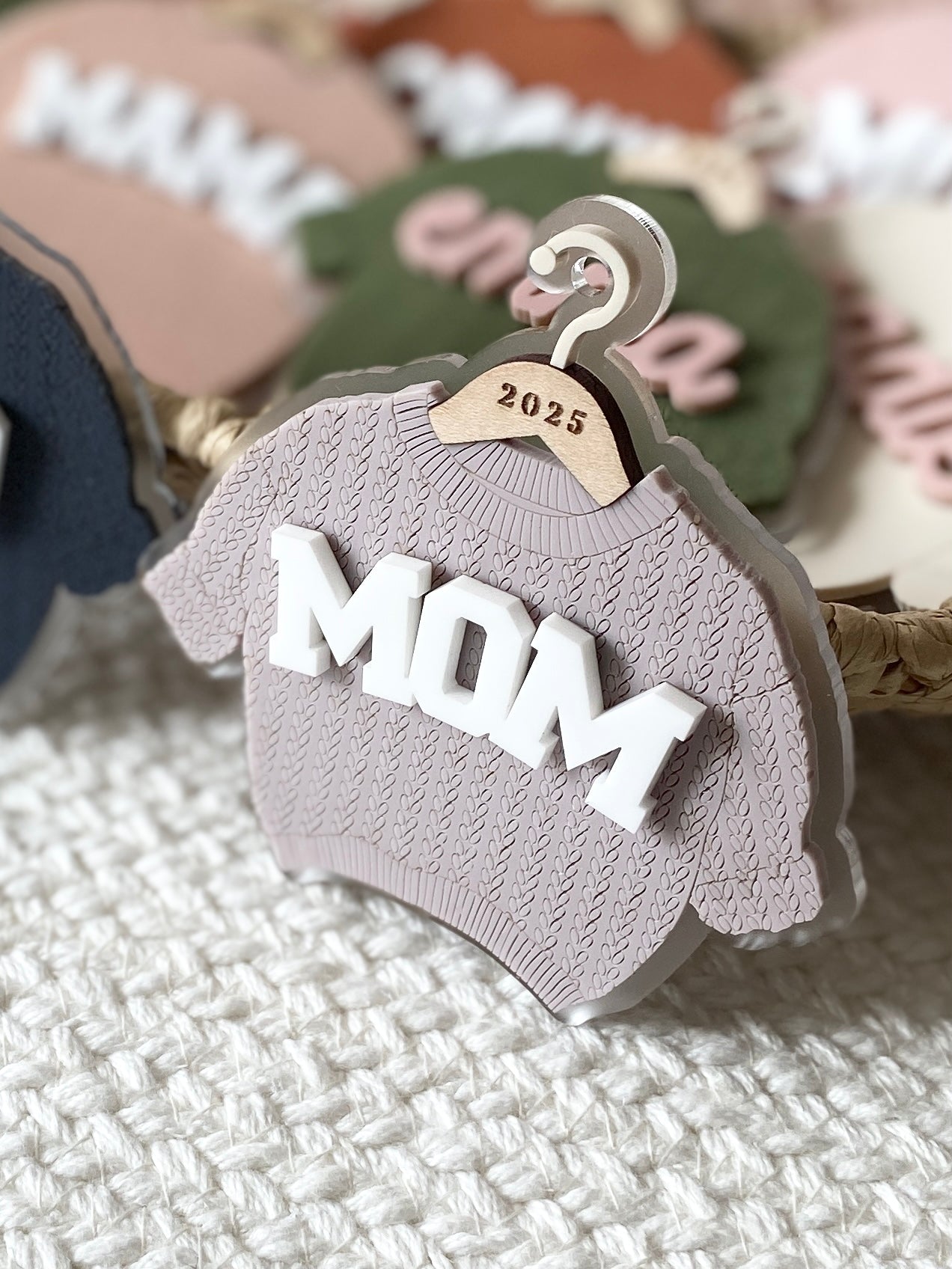 Cozy Threads – Personalized Sweater Ornament/Tag