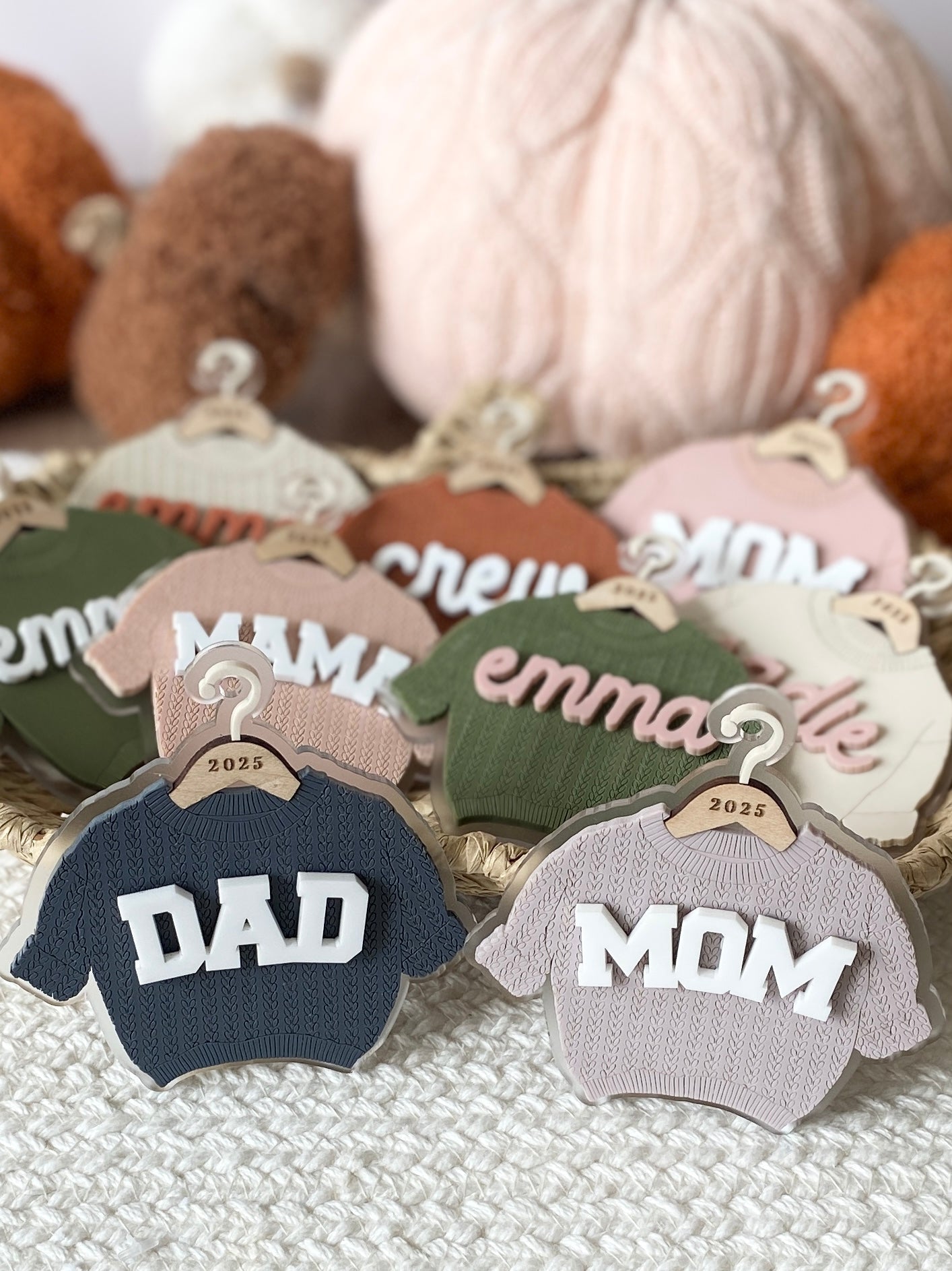 Cozy Threads – Personalized Sweater Ornament/Tag