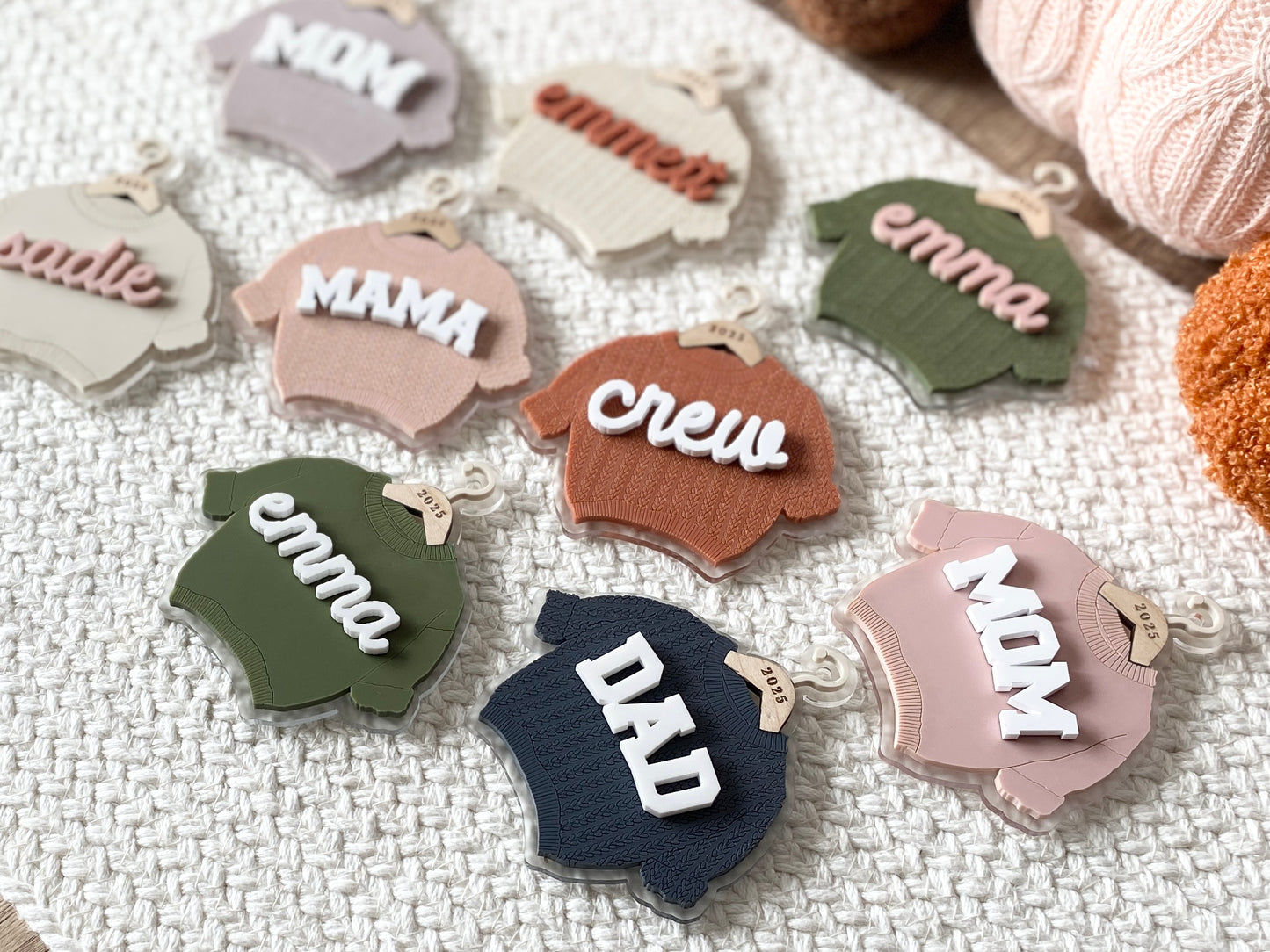 Cozy Threads – Personalized Sweater Ornament/Tag