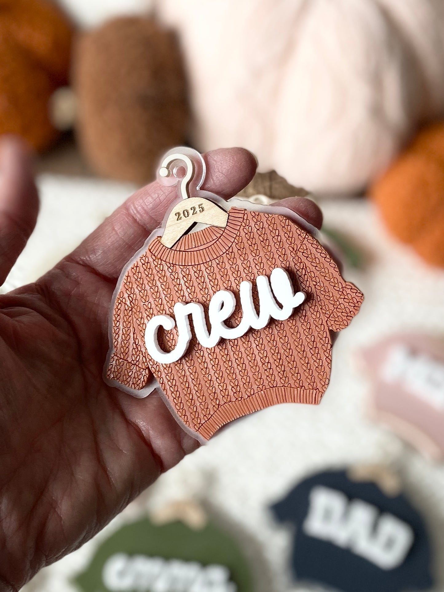 Cozy Threads – Personalized Sweater Ornament/Tag