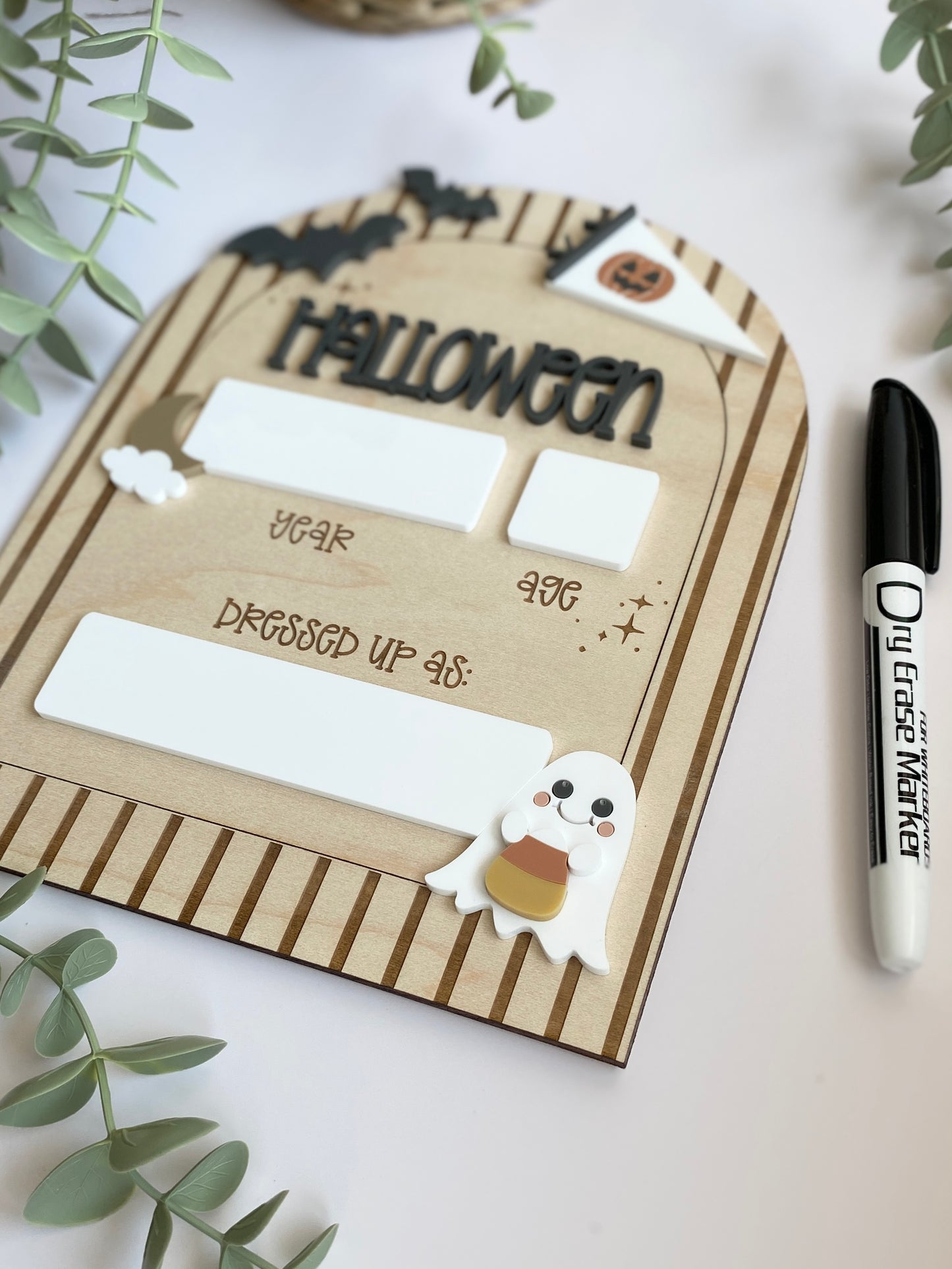 Personalized Halloween Costume Board | Kids Photo Prop | Dry Erase Halloween Sign | Yearly Keepsake | First Halloween
