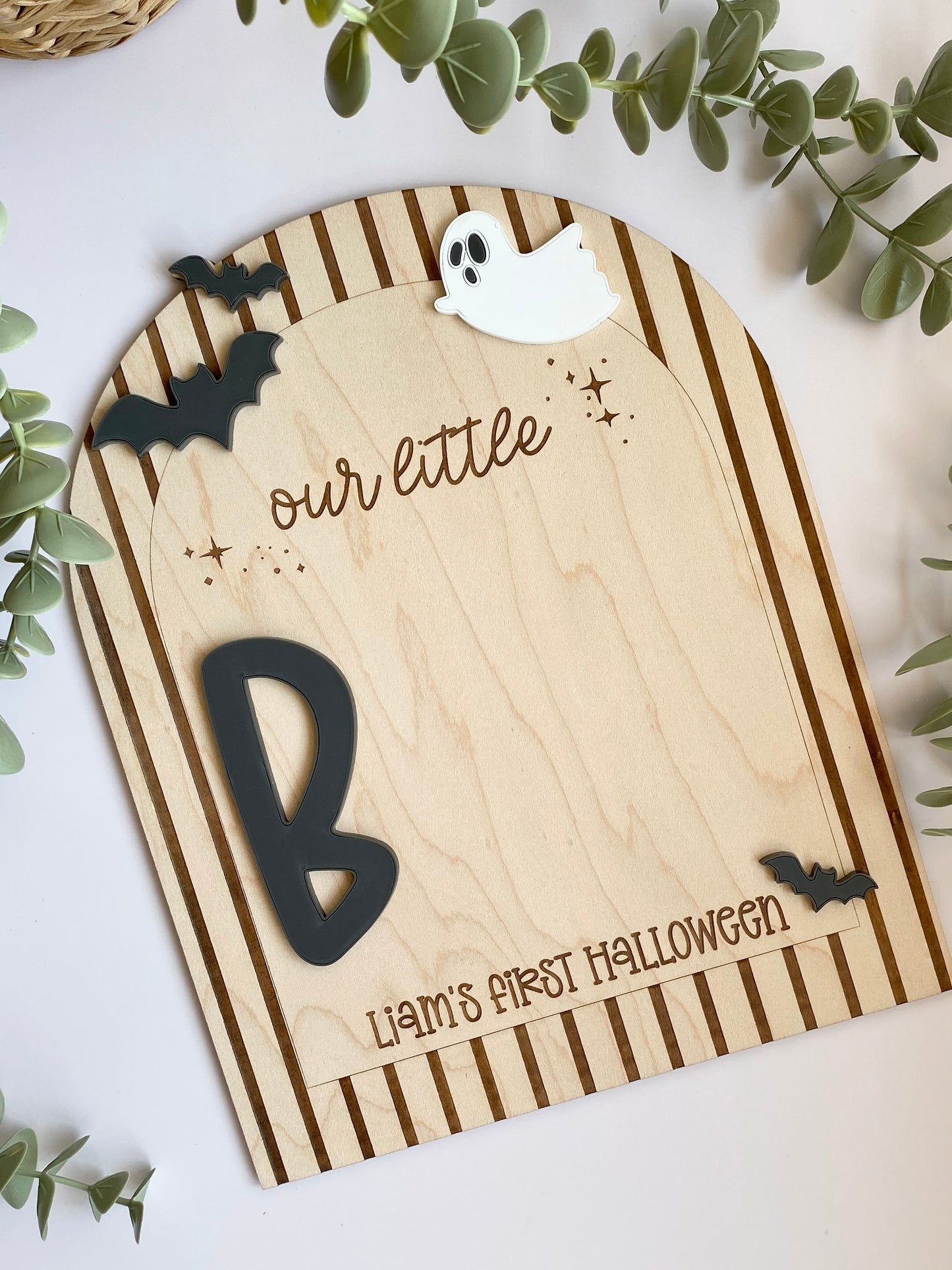 Personalized Baby Footprint Keepsake | First Halloween Wooden Sign