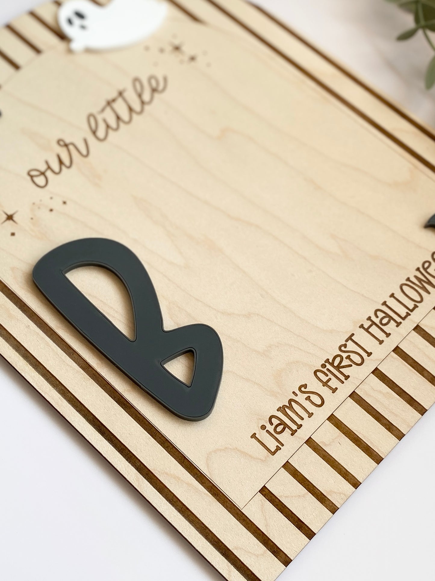 Personalized Baby Footprint Keepsake | First Halloween Wooden Sign