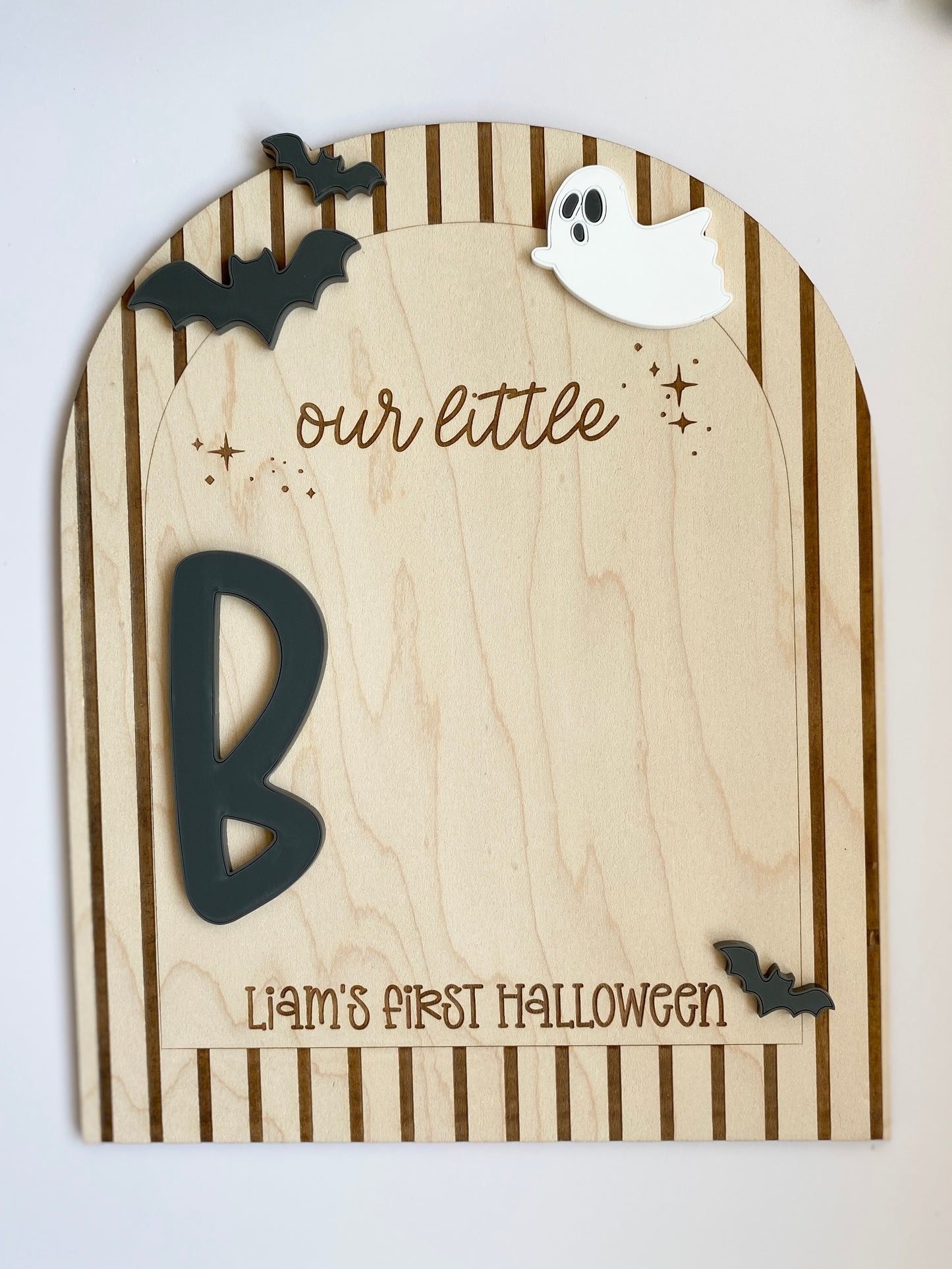 Personalized Baby Footprint Keepsake | First Halloween Wooden Sign