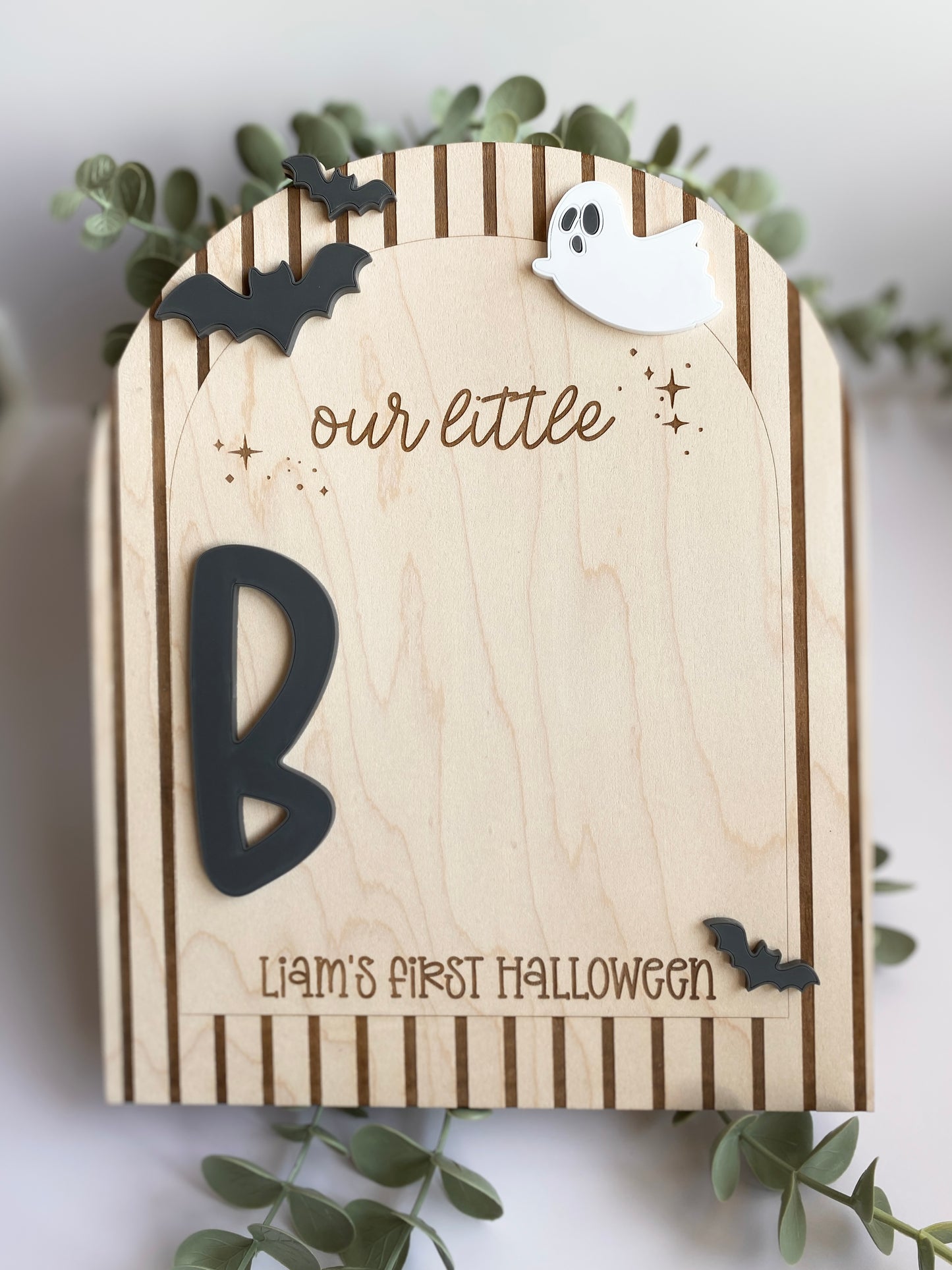 Personalized Baby Footprint Keepsake | First Halloween Wooden Sign