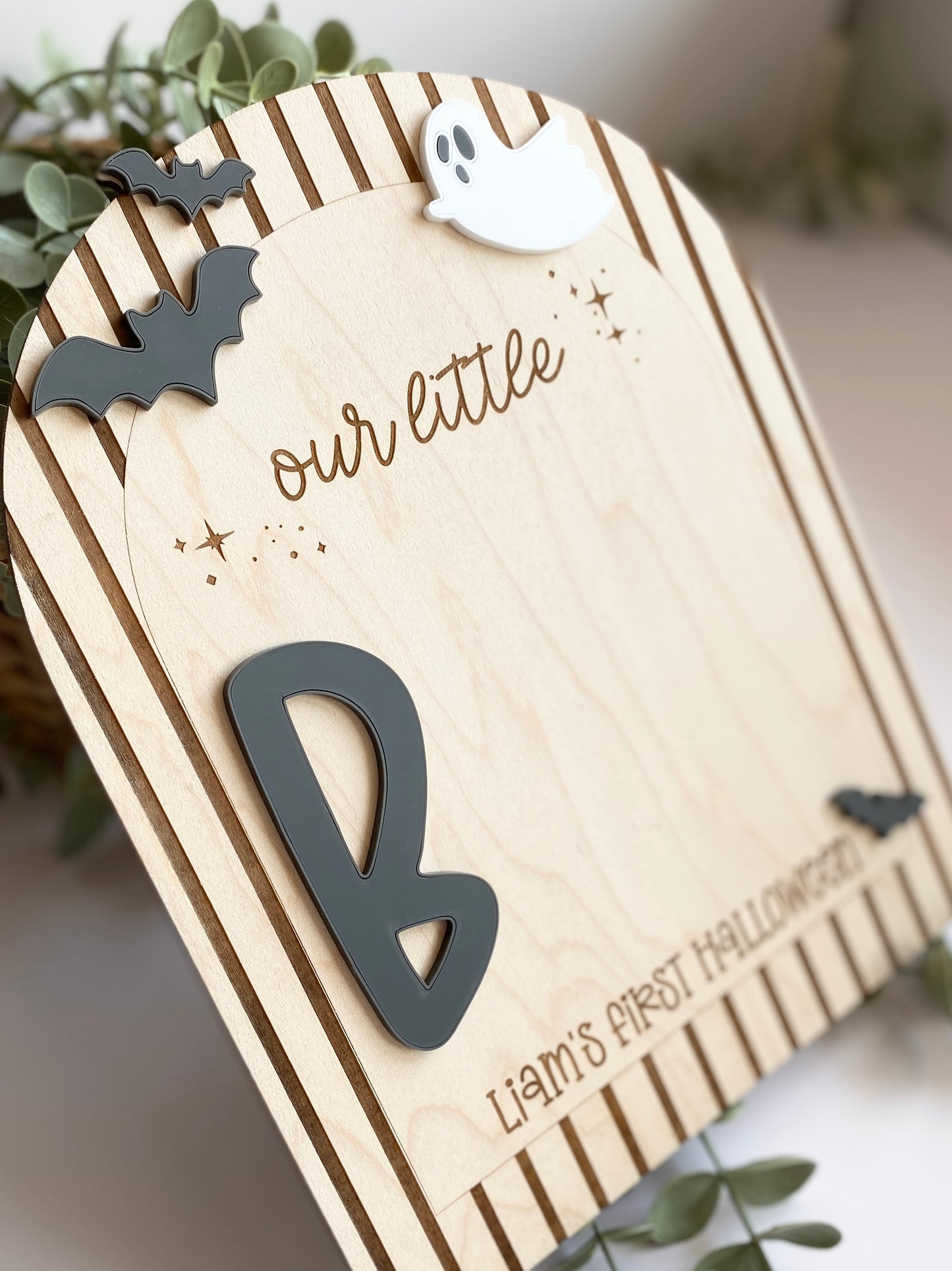 Personalized Baby Footprint Keepsake | First Halloween Wooden Sign