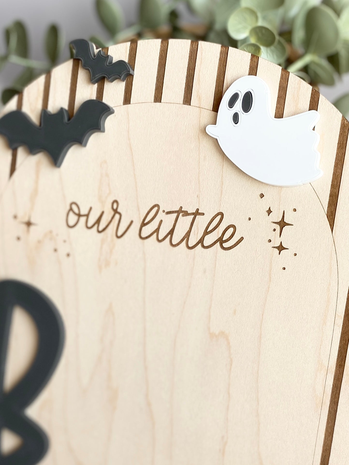 Personalized Baby Footprint Keepsake | First Halloween Wooden Sign