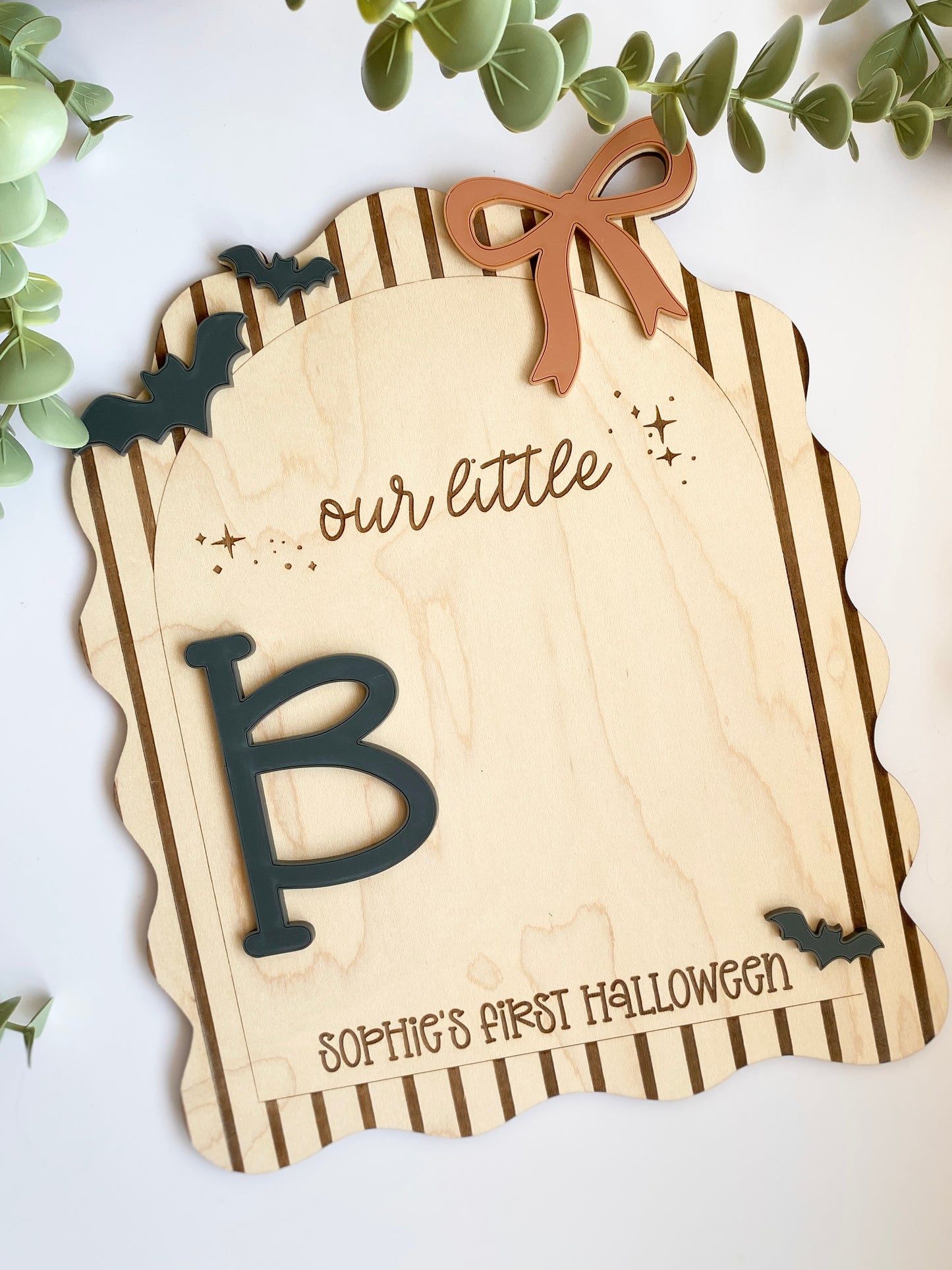 Personalized Baby Footprint Keepsake | First Halloween Wooden Sign