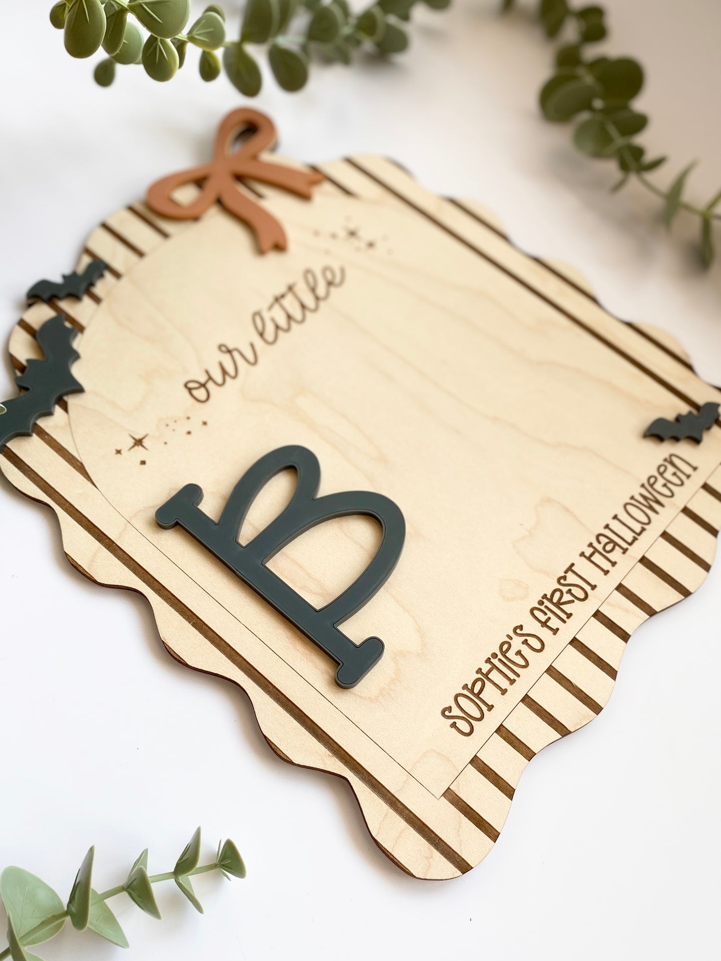 Personalized Baby Footprint Keepsake | First Halloween Wooden Sign