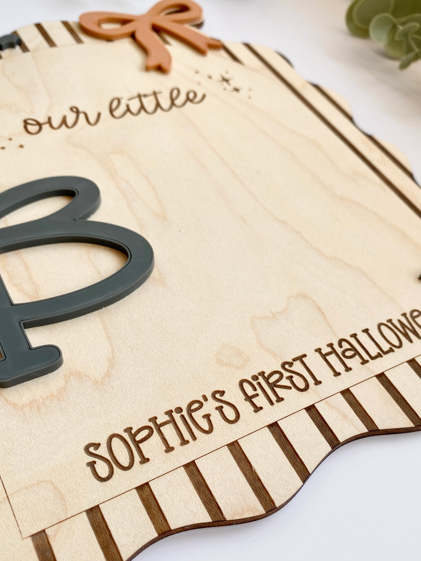 Personalized Baby Footprint Keepsake | First Halloween Wooden Sign