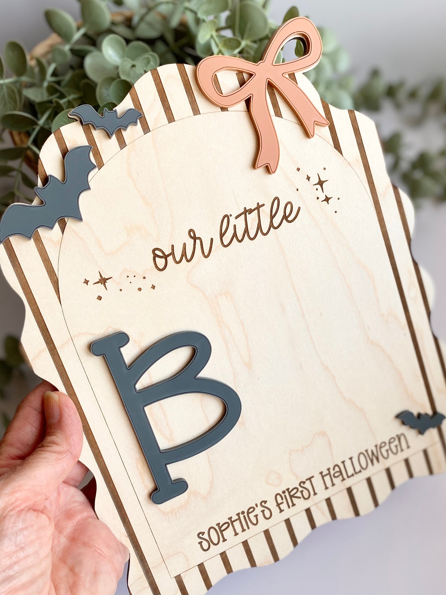 Personalized Baby Footprint Keepsake | First Halloween Wooden Sign
