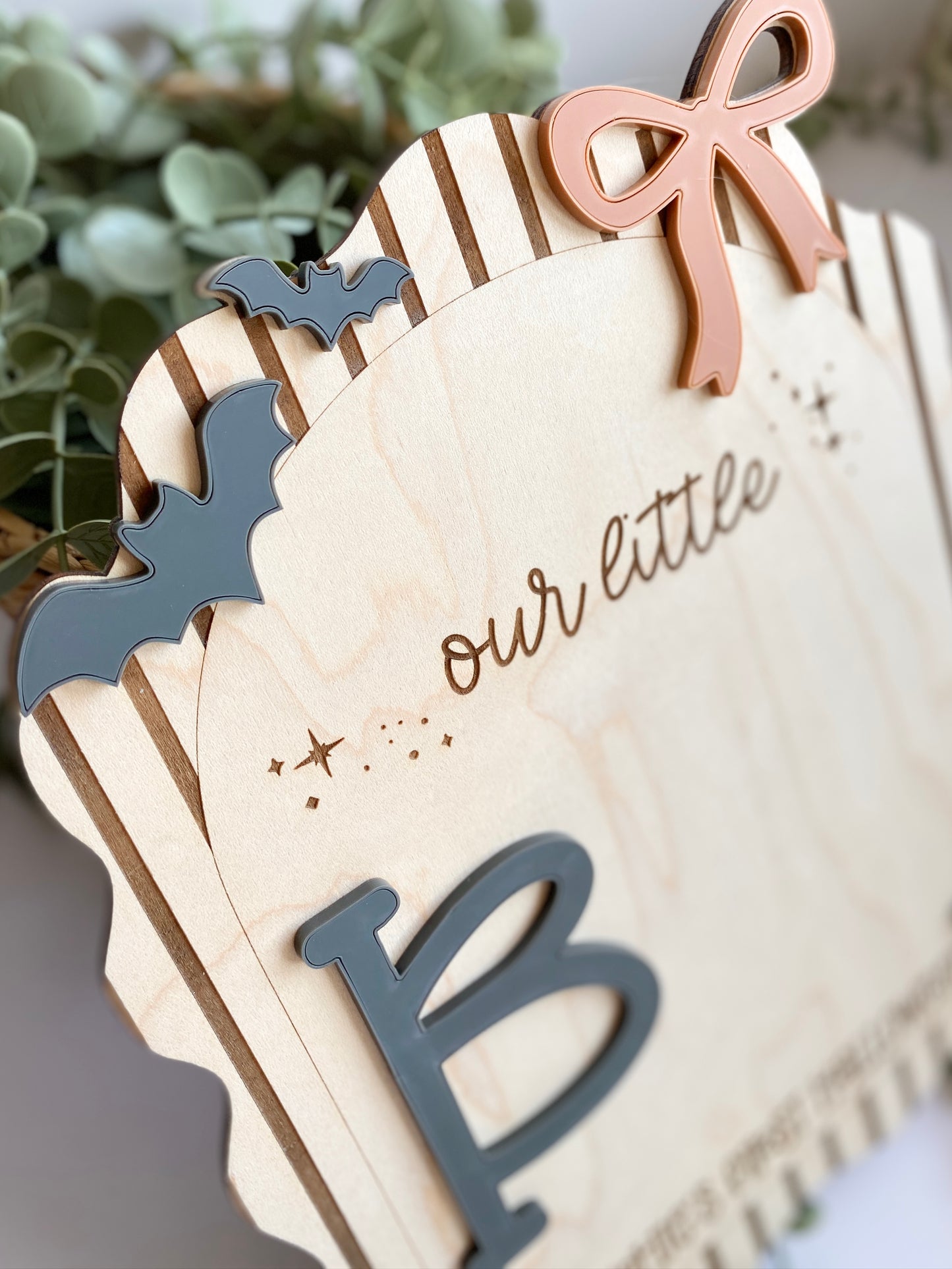 Personalized Baby Footprint Keepsake | First Halloween Wooden Sign
