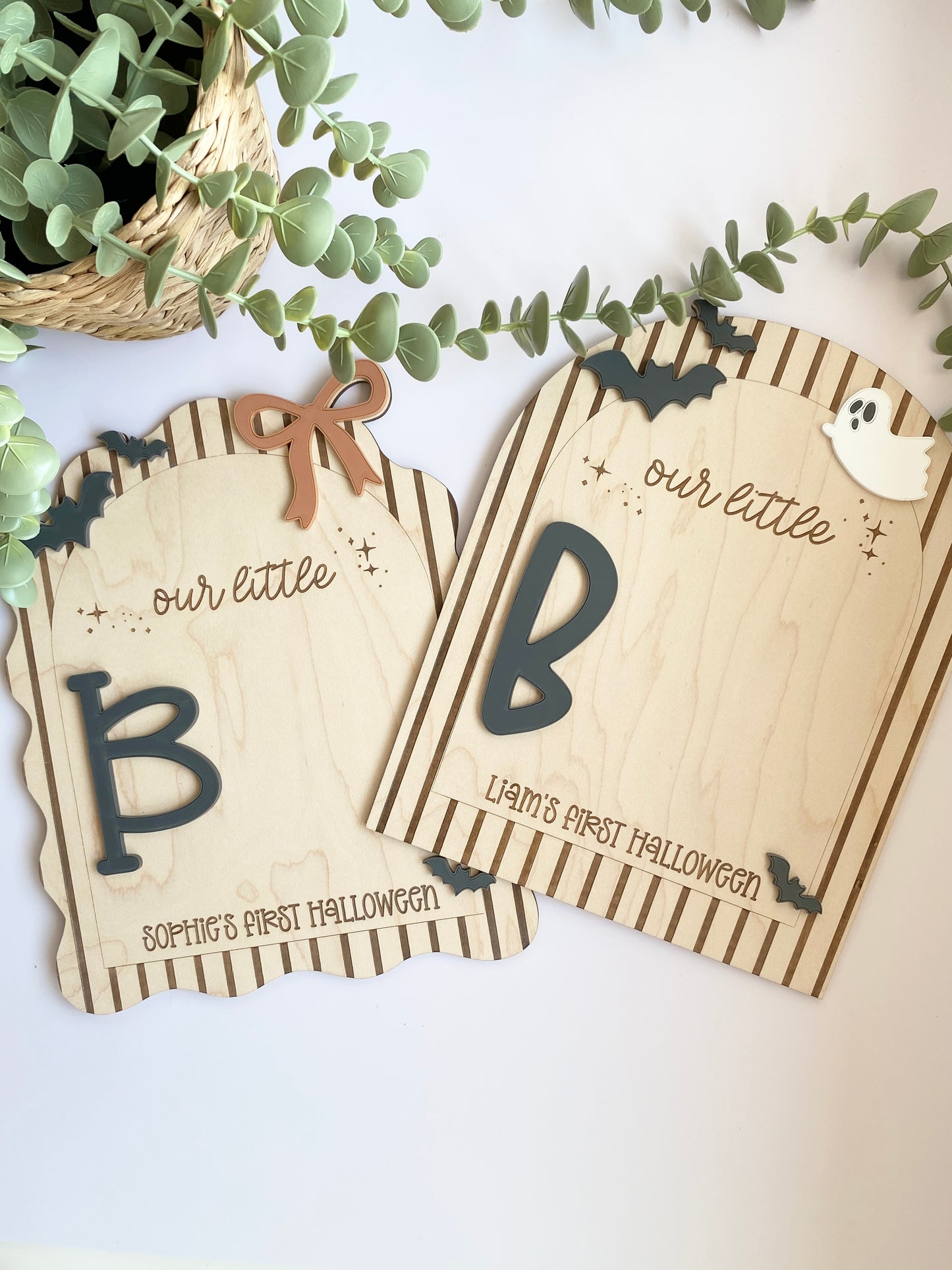 Personalized Baby Footprint Keepsake | First Halloween Wooden Sign
