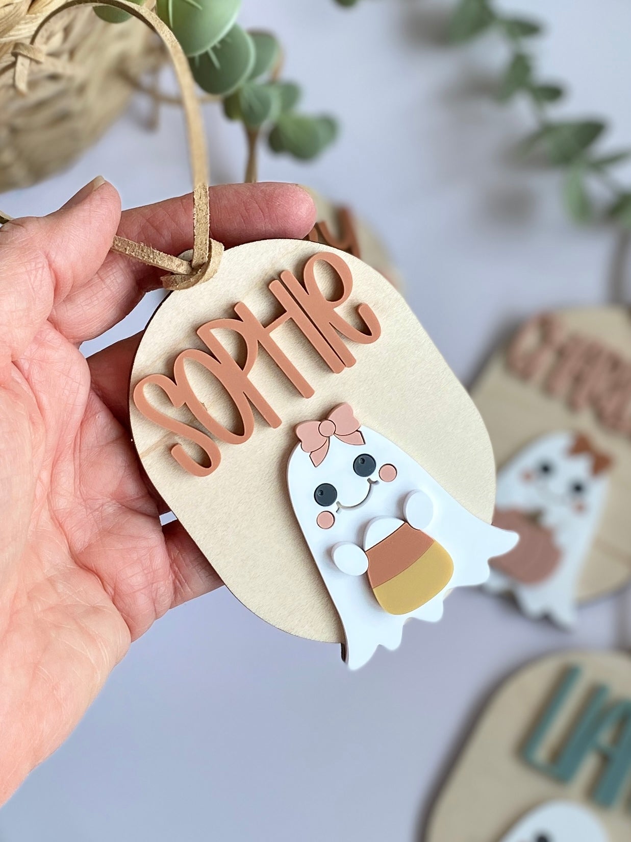 Personalized Halloween Ghost Tag | Boo Basket | Halloween Name Tag | Backpack Tag