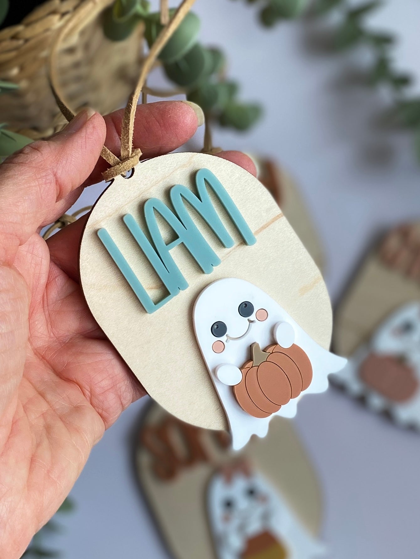 Personalized Halloween Ghost Tag | Boo Basket | Halloween Name Tag | Backpack Tag