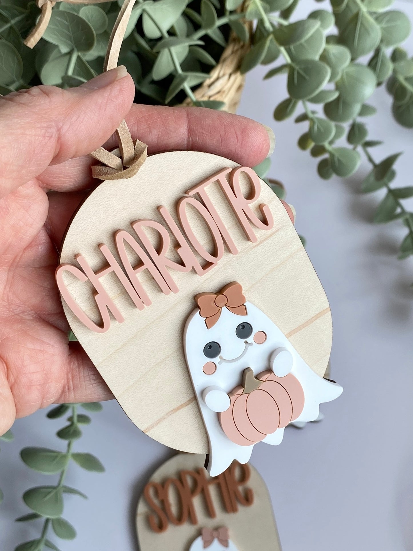 Personalized Halloween Ghost Tag | Boo Basket | Halloween Name Tag | Backpack Tag