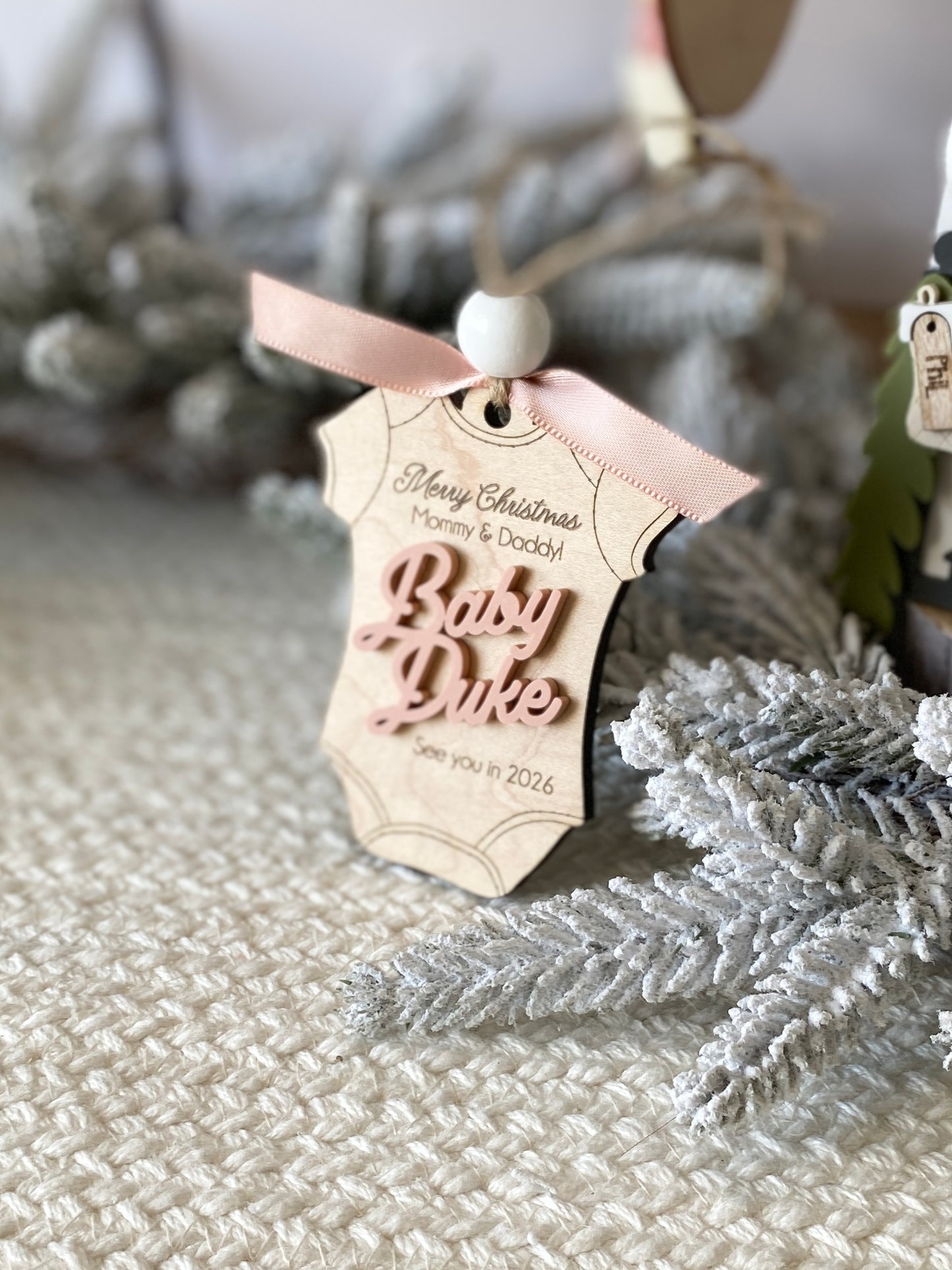 Merry Christmas Mommy & Daddy – Baby Announcement Ornament