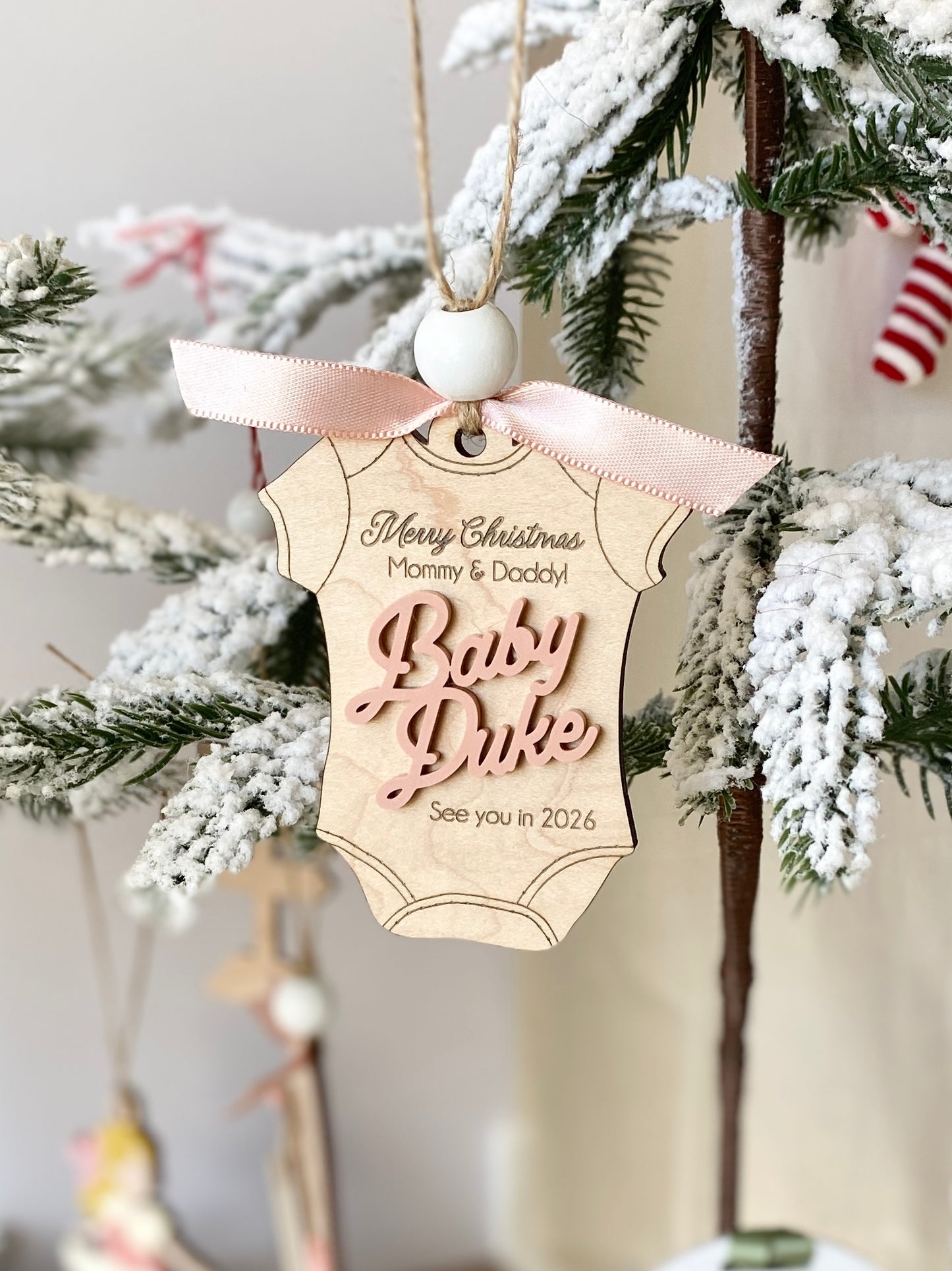 Merry Christmas Mommy & Daddy – Baby Announcement Ornament