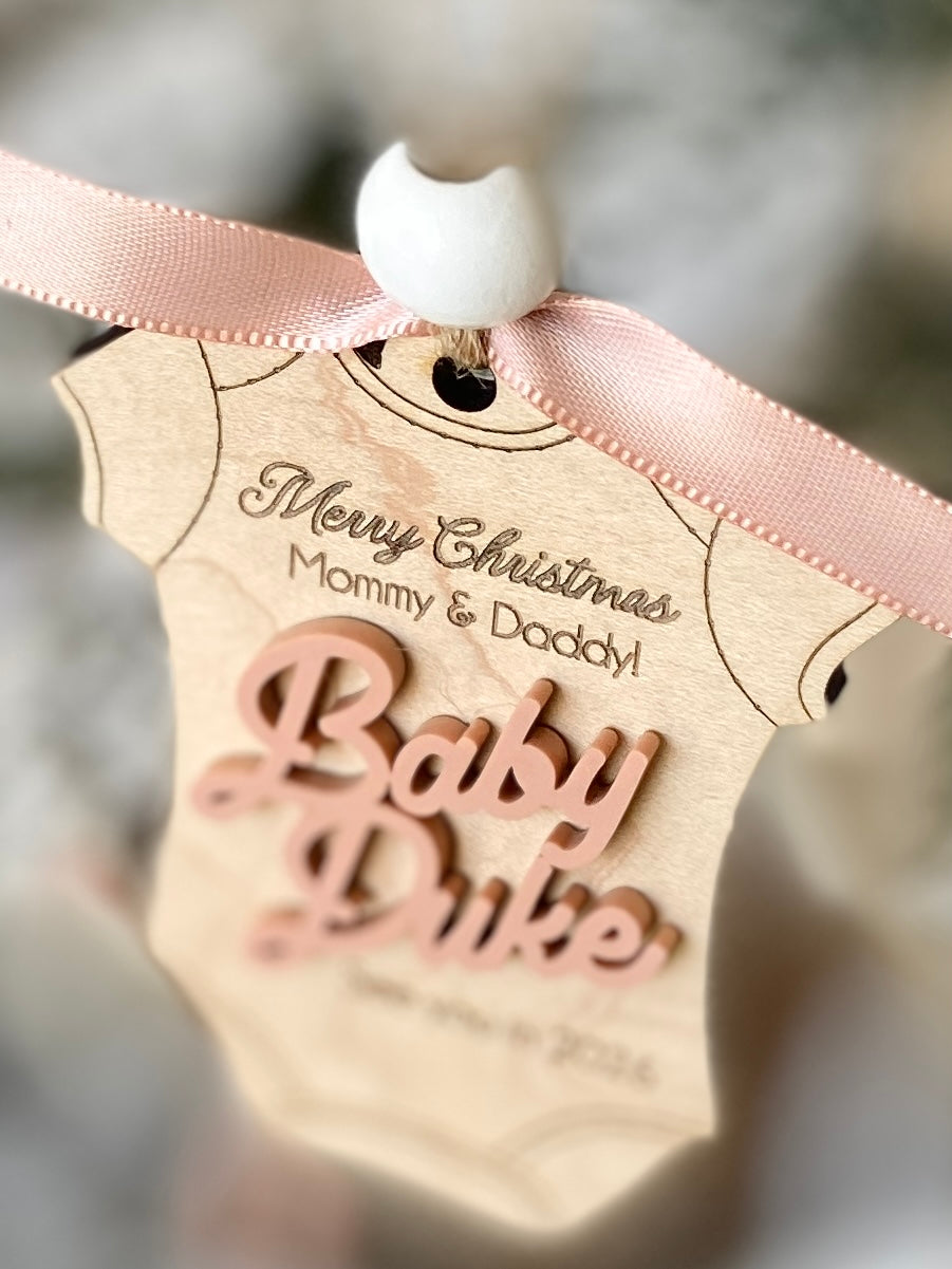 Merry Christmas Mommy & Daddy – Baby Announcement Ornament