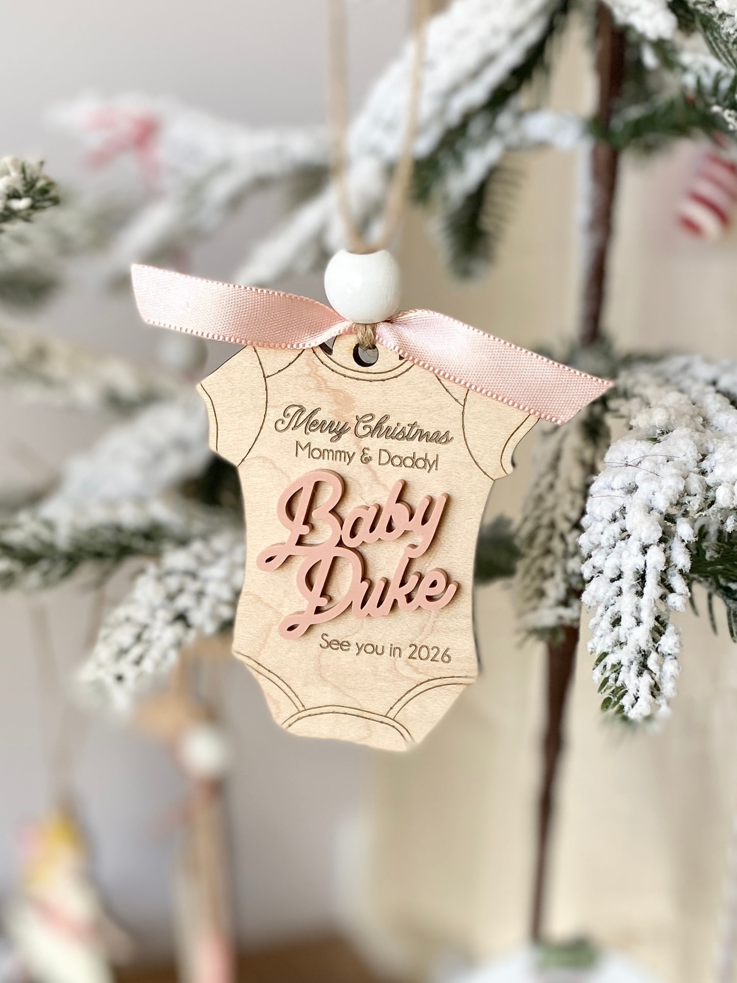 Merry Christmas Mommy & Daddy – Baby Announcement Ornament