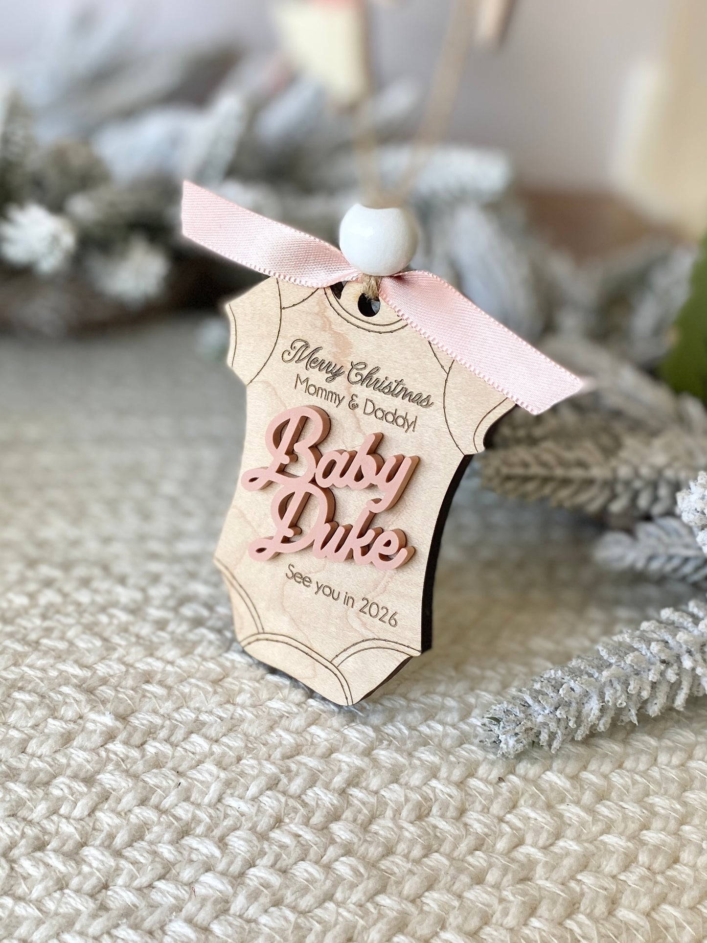 Merry Christmas Mommy & Daddy – Baby Announcement Ornament